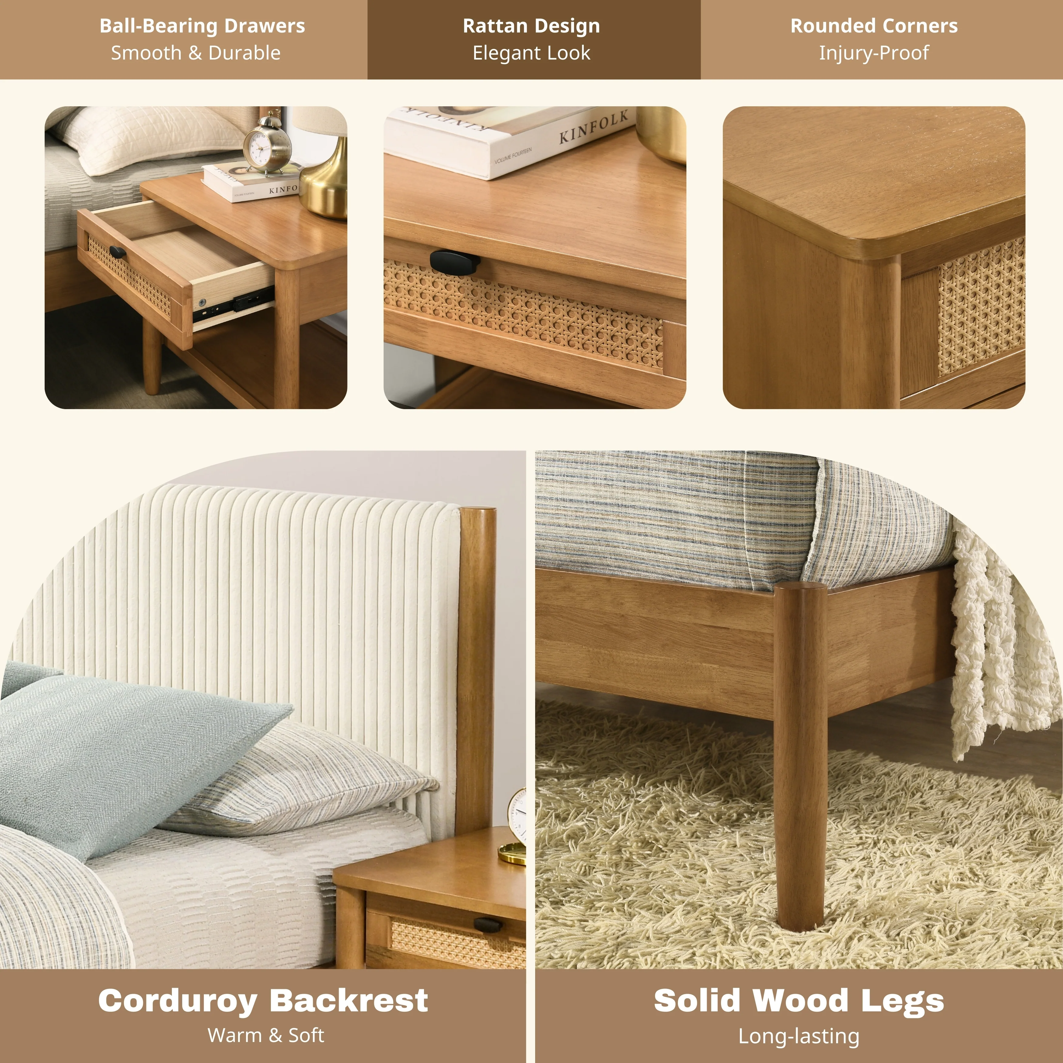 Vichy 6-Piece Rubberwood Bedroom Set - Image 10