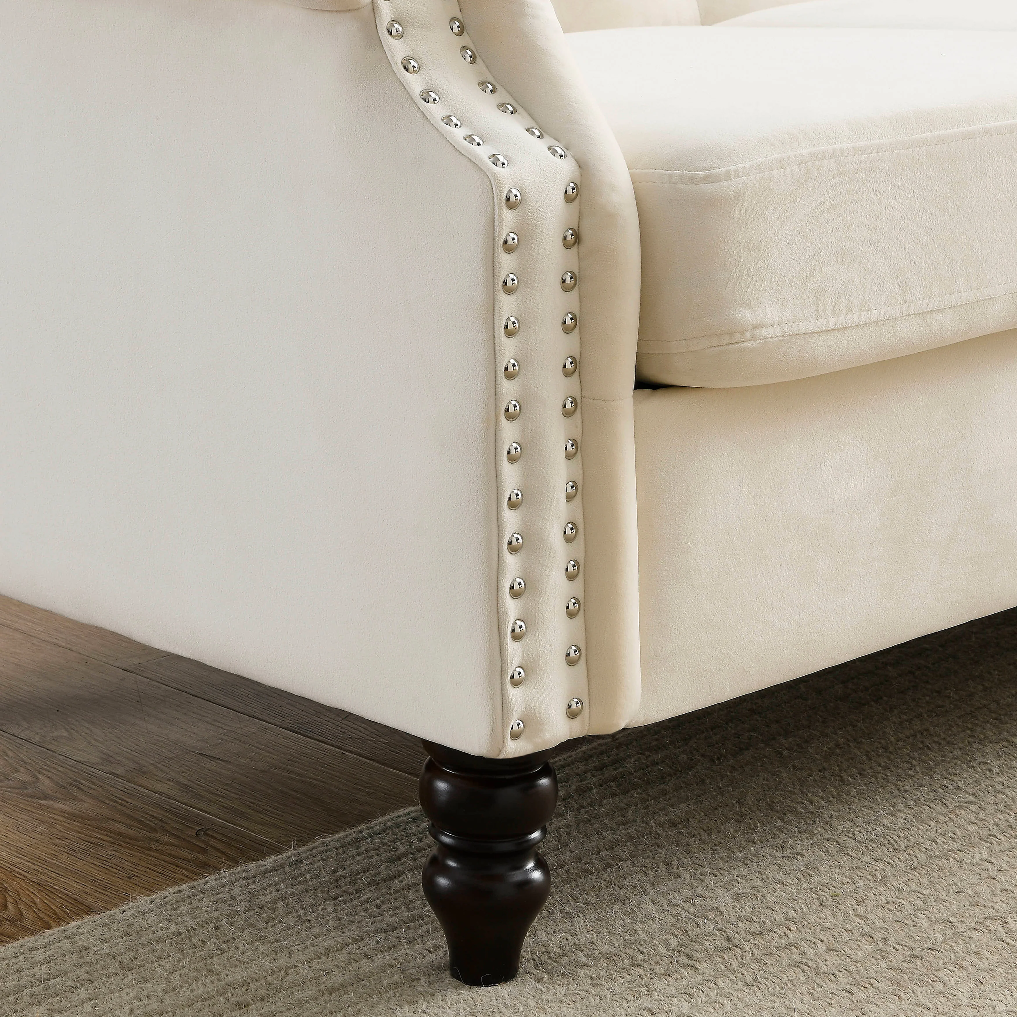 Nailhead Velvet Pitched Back Chesterfield 3-Seater Sofa - Image 29