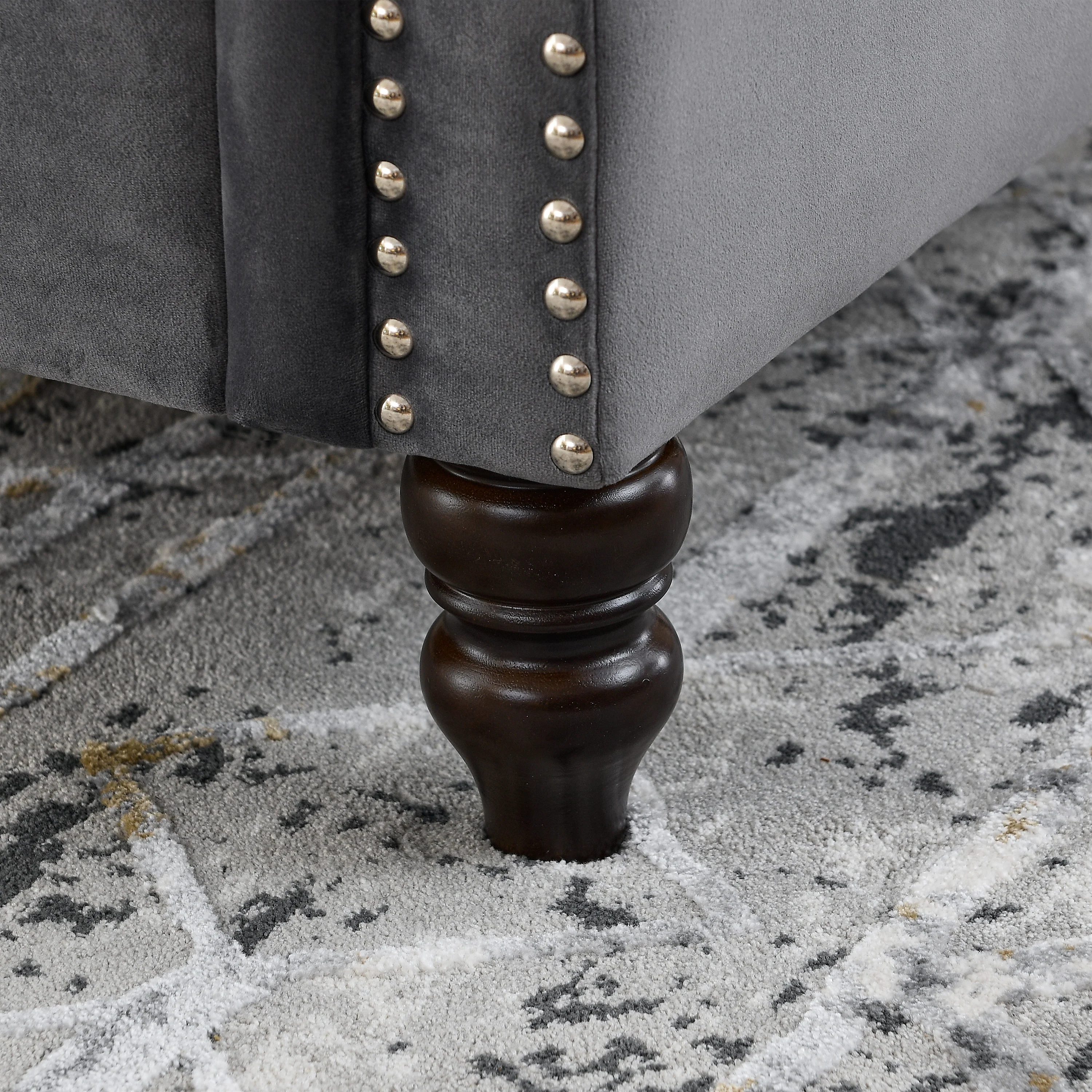 Nailhead Velvet Pitched Back Chesterfield 3-Seater Sofa - Image 44