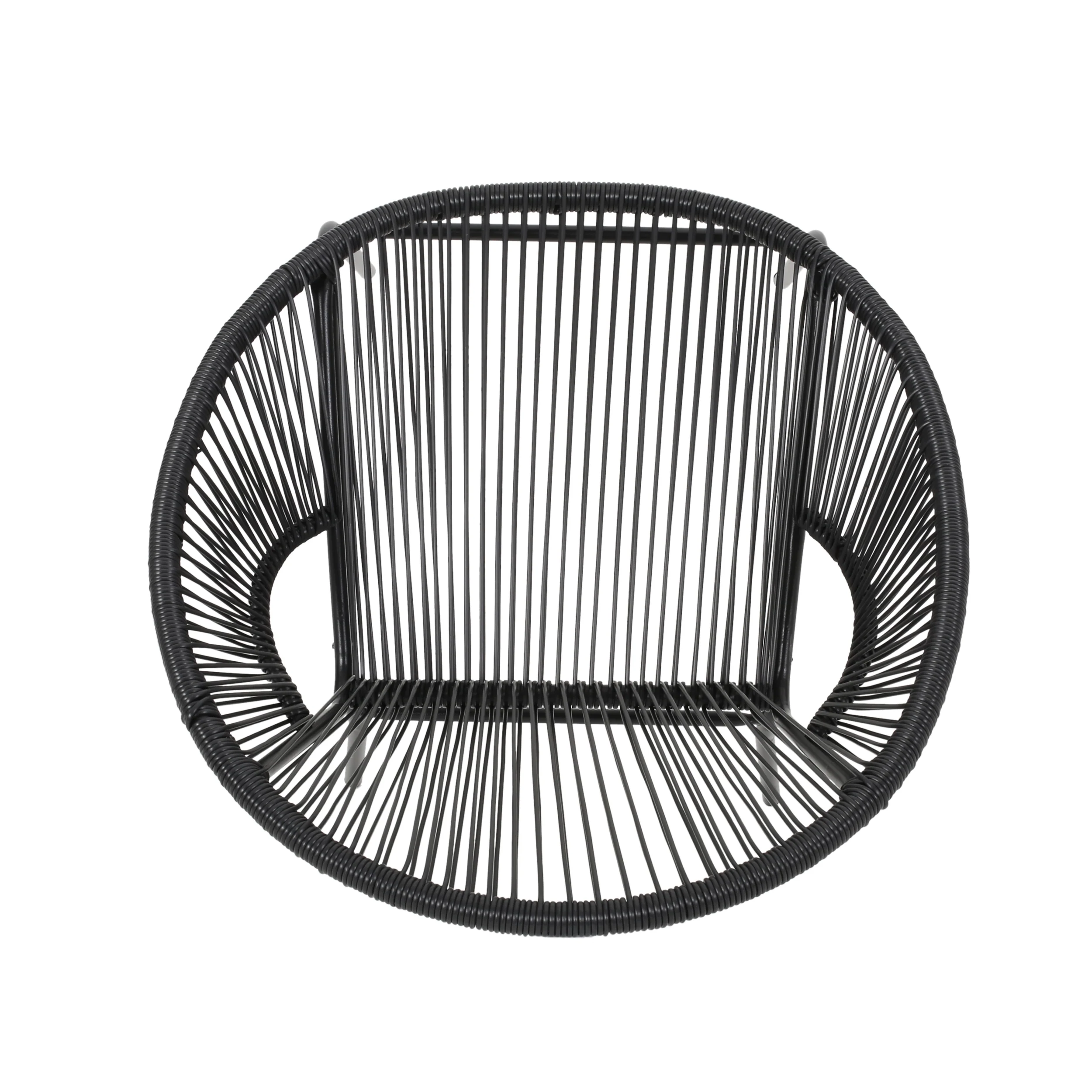 Vivianite Outdoor Wicker Chair with Iron Legs and Curved Frame, Set of 2 - Image 6