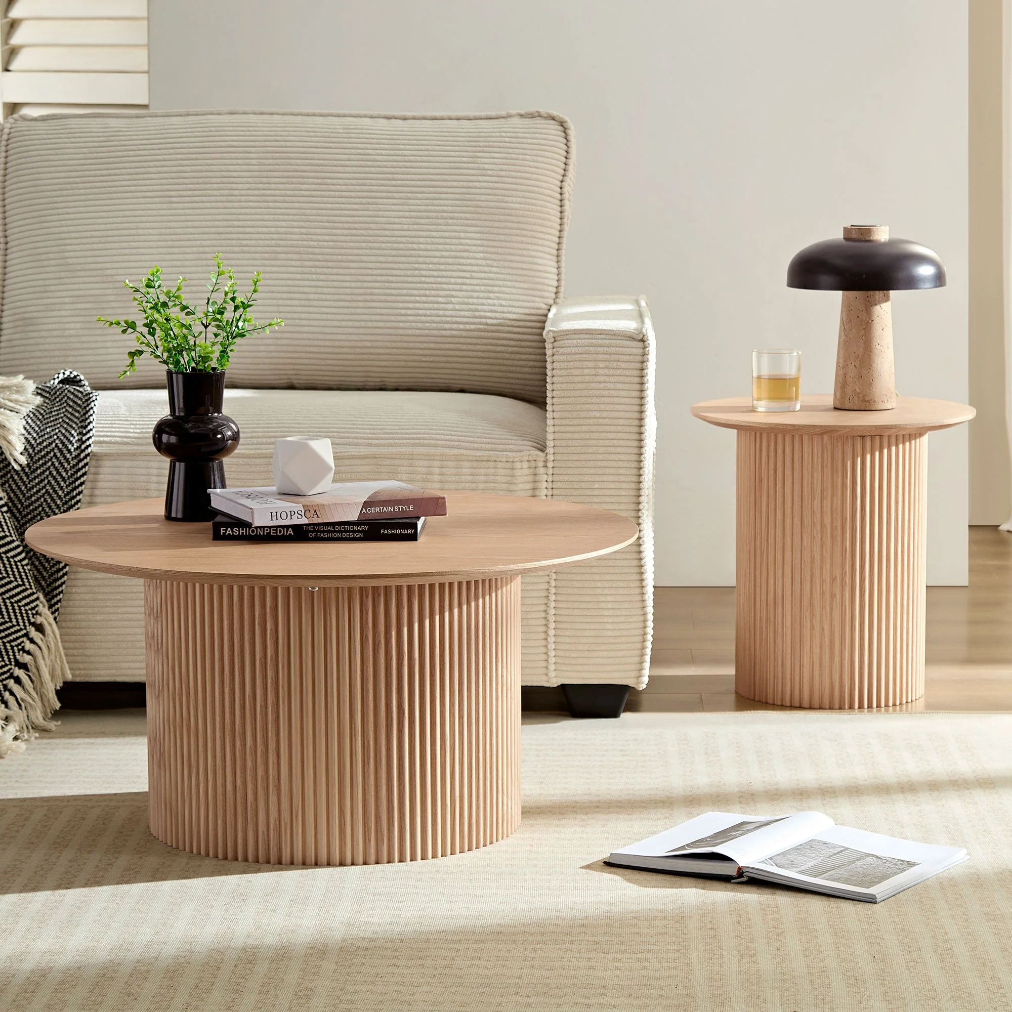 Volet 17.71" Round Side Table with Wave Pattern Base - Image 4