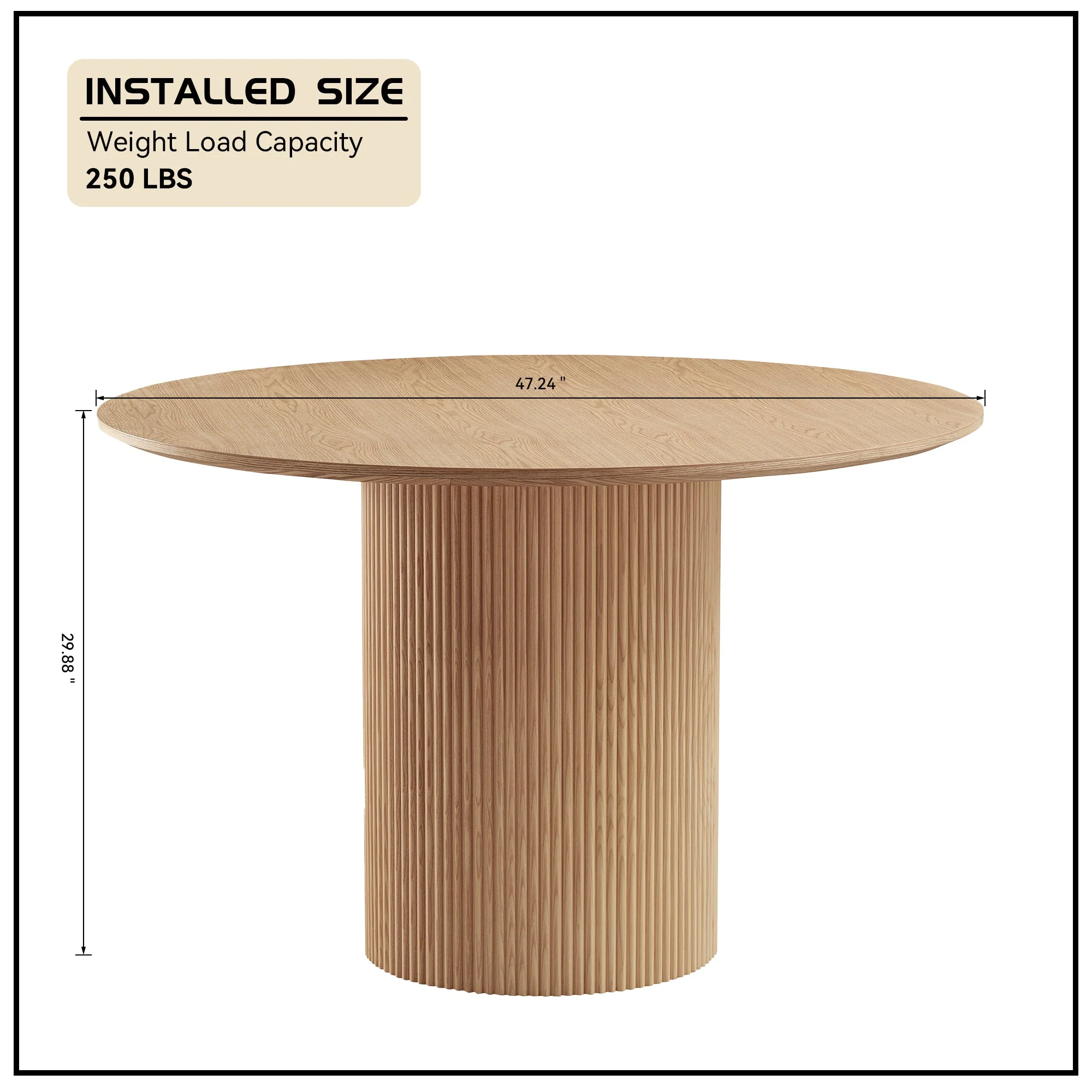 Volet 47.24" Round Dining Table with Wave Pattern Base - Image 10