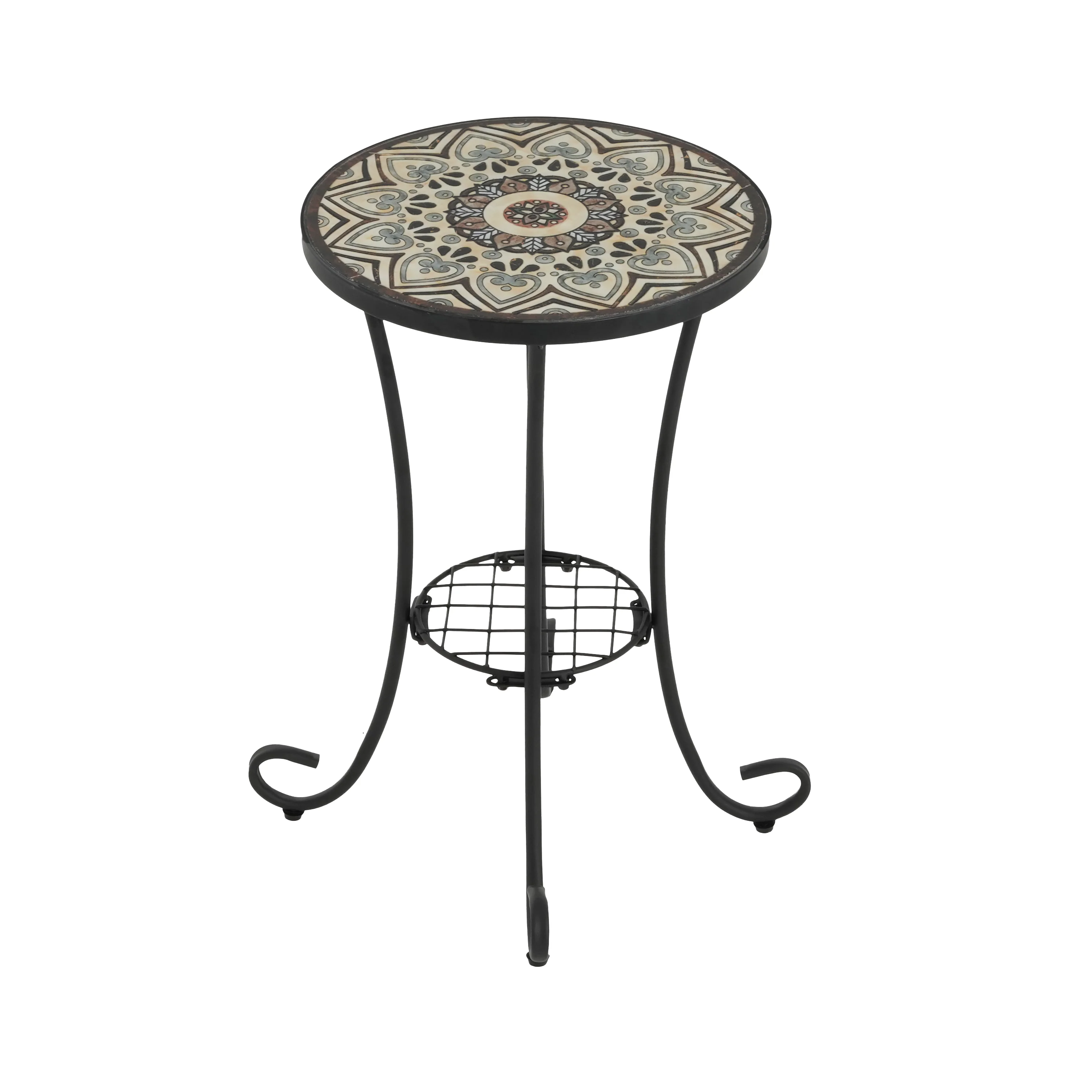 Vortexes Outdoor Side Table with Shelf and Curved Legs - Image 11
