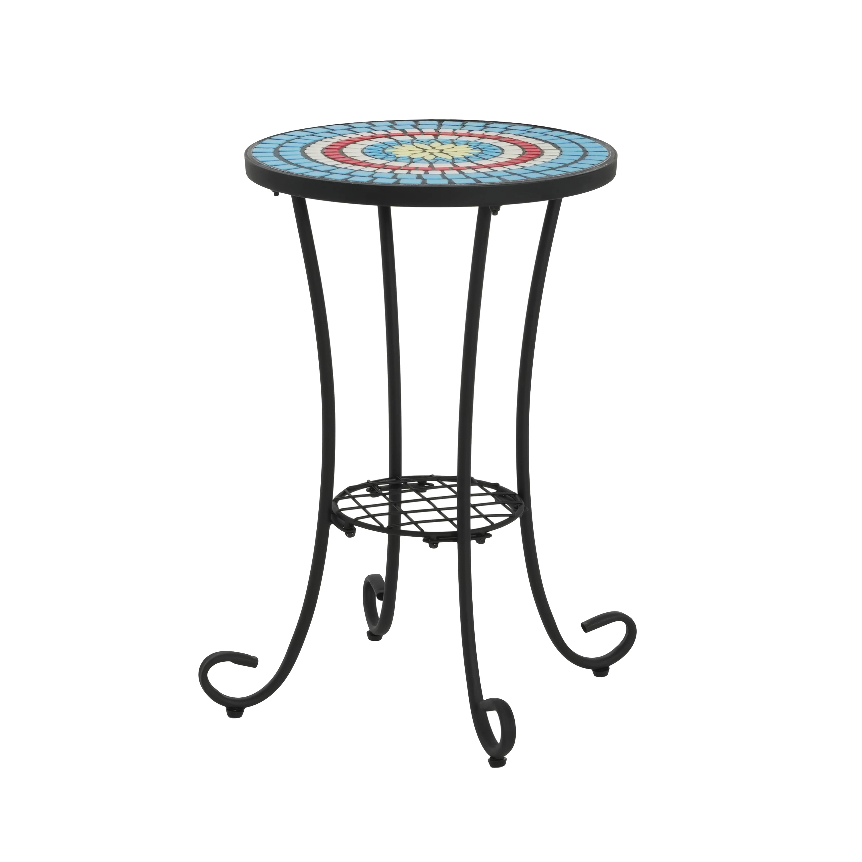 Vortexes Outdoor Side Table with Shelf and Curved Legs - Image 3