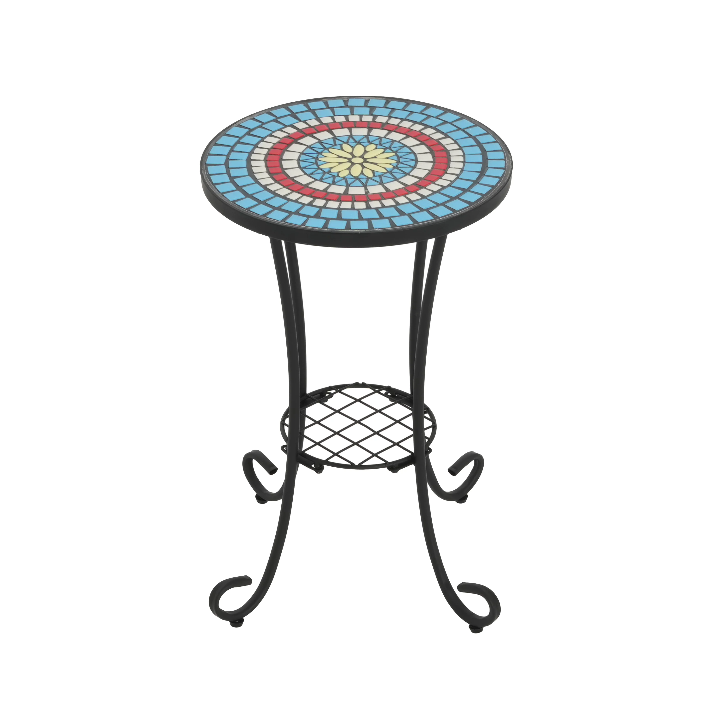 Vortexes Outdoor Side Table with Shelf and Curved Legs - Image 4