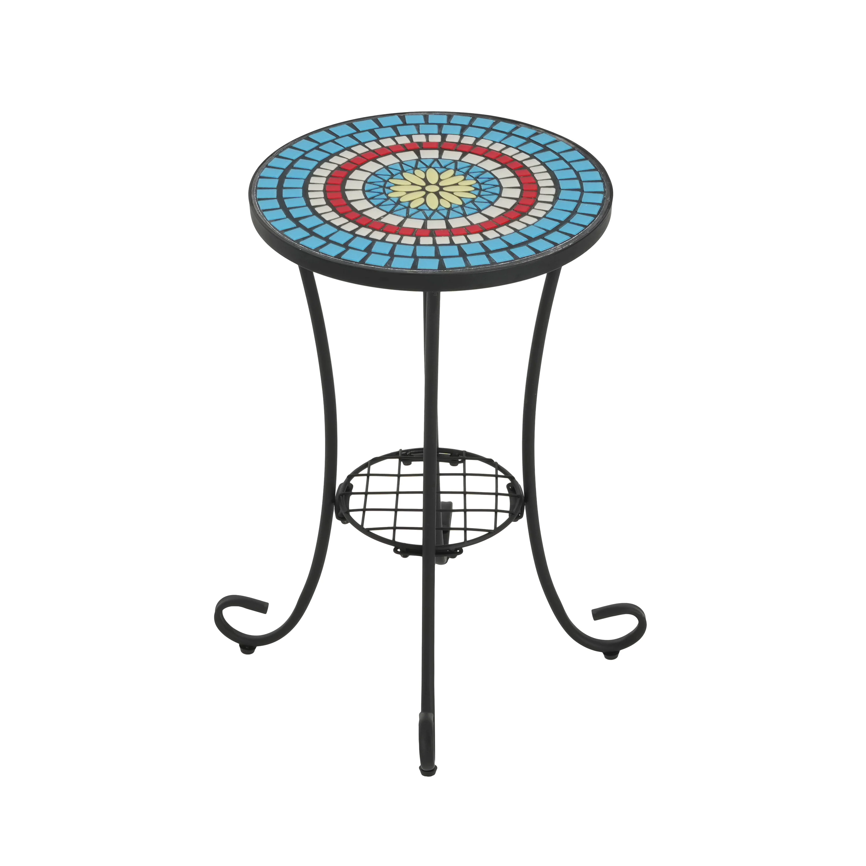 Vortexes Outdoor Side Table with Shelf and Curved Legs - Image 5