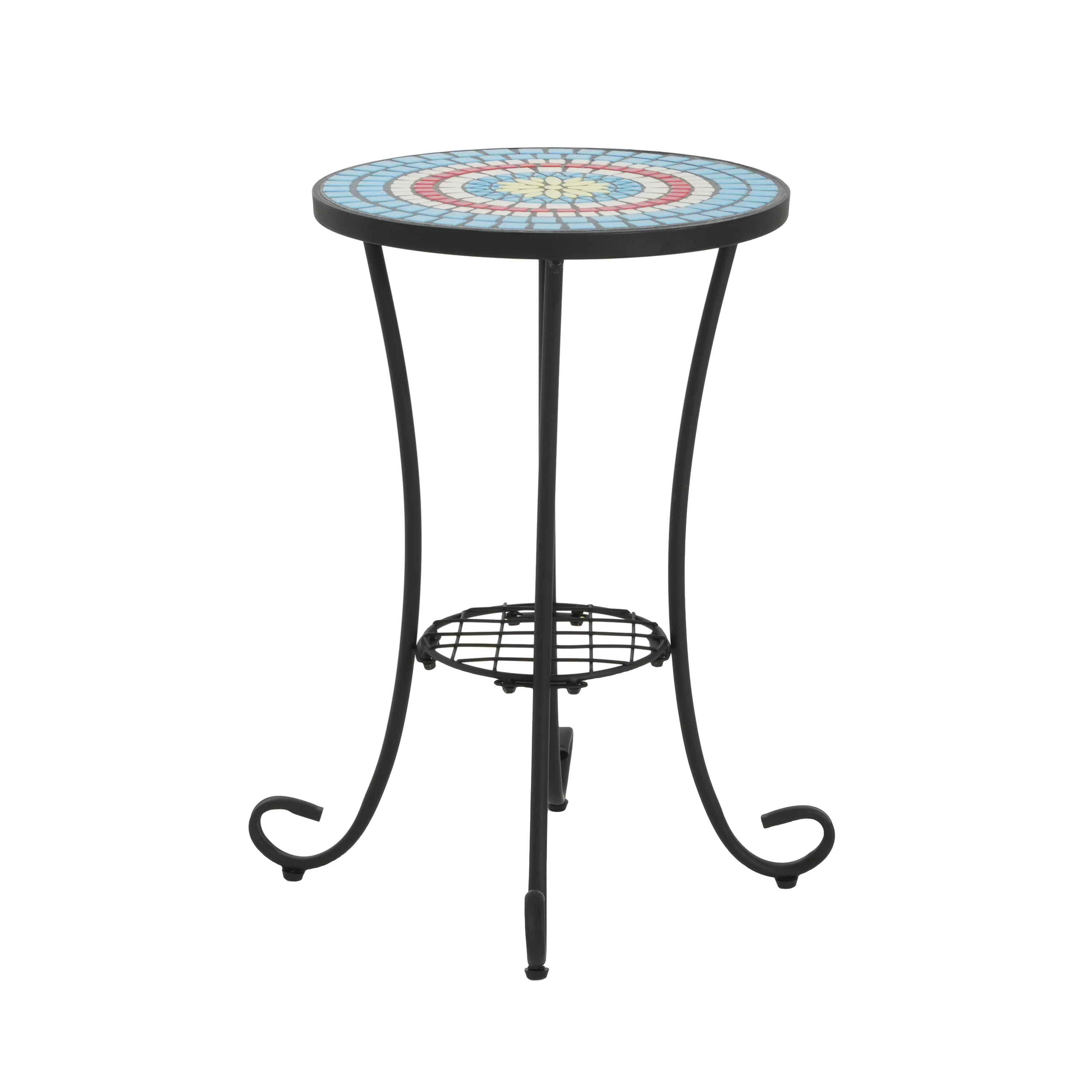 Vortexes Outdoor Side Table with Shelf and Curved Legs - Image 6