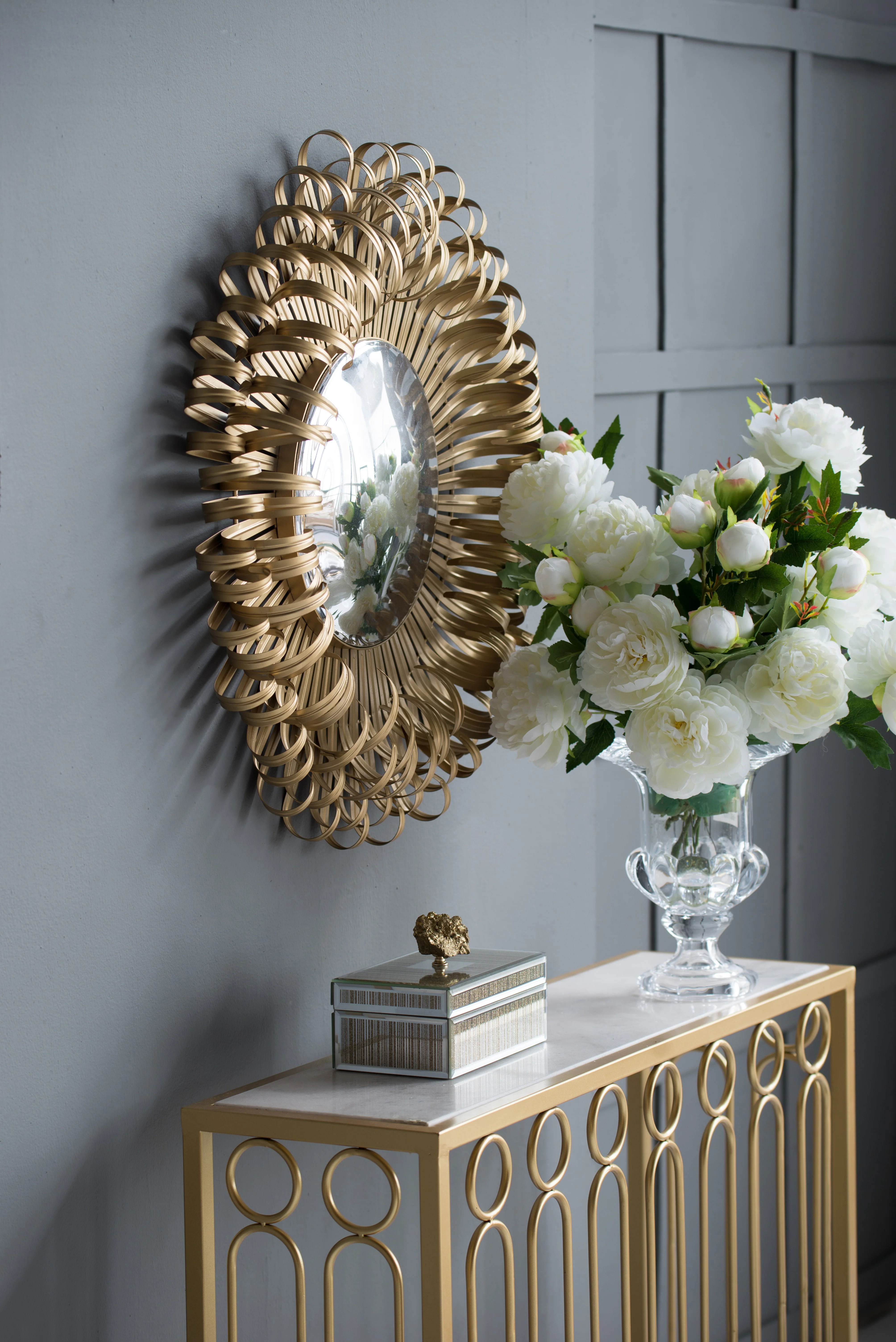 Wall Decor with Sunburst Design and Mirror - Image 7