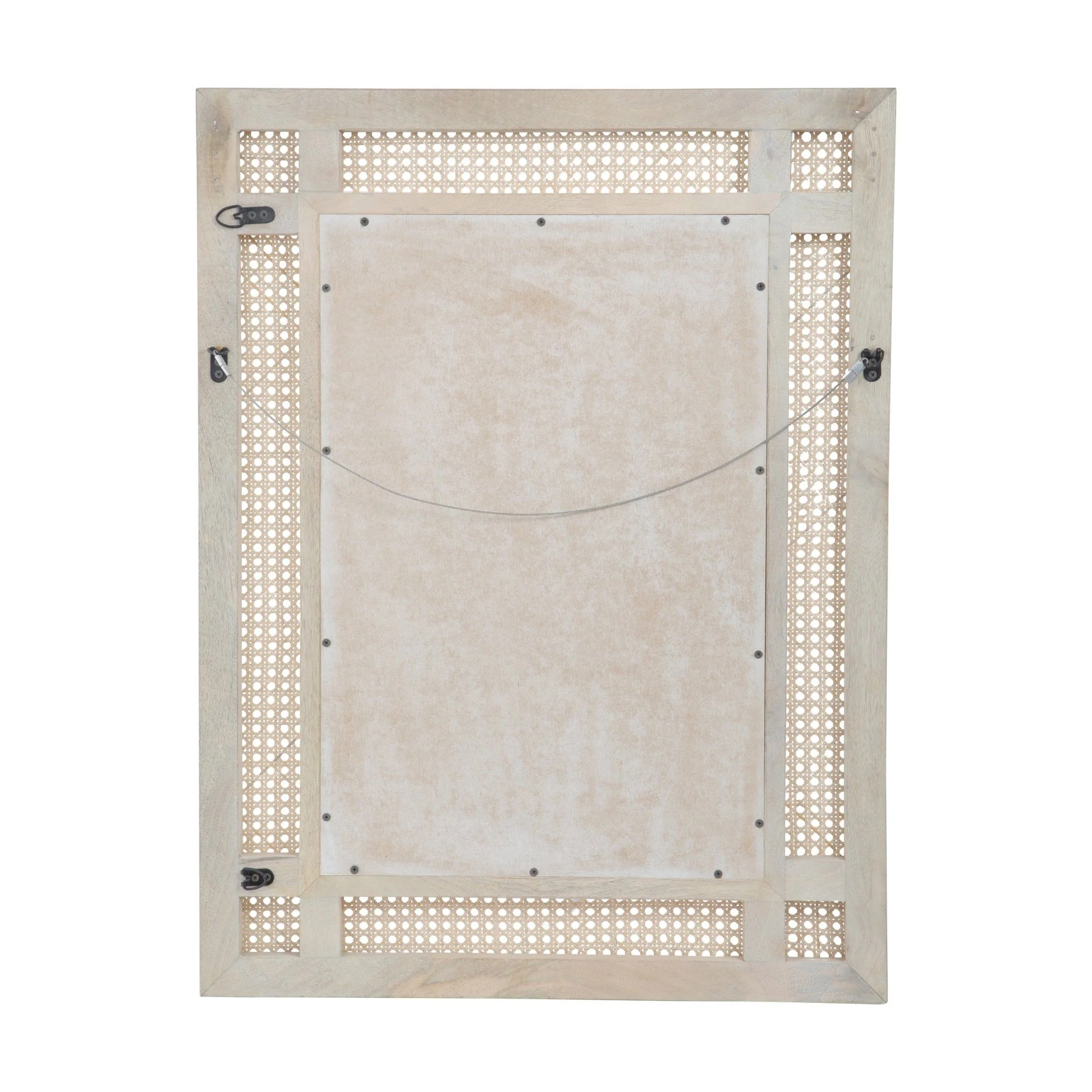 Wall Mirror with Mango Wood Frame and Wicker Border - Image 6