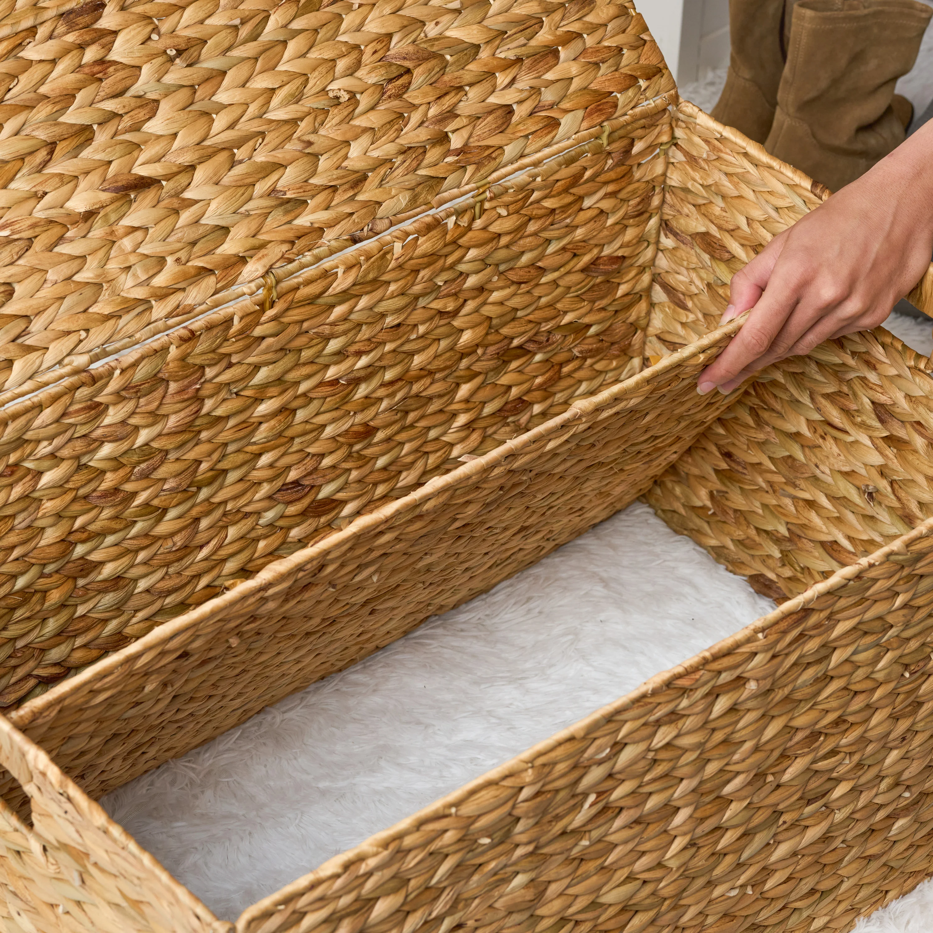 Water Hyacinth Rectangular Brown Storage Trunk - Image 5