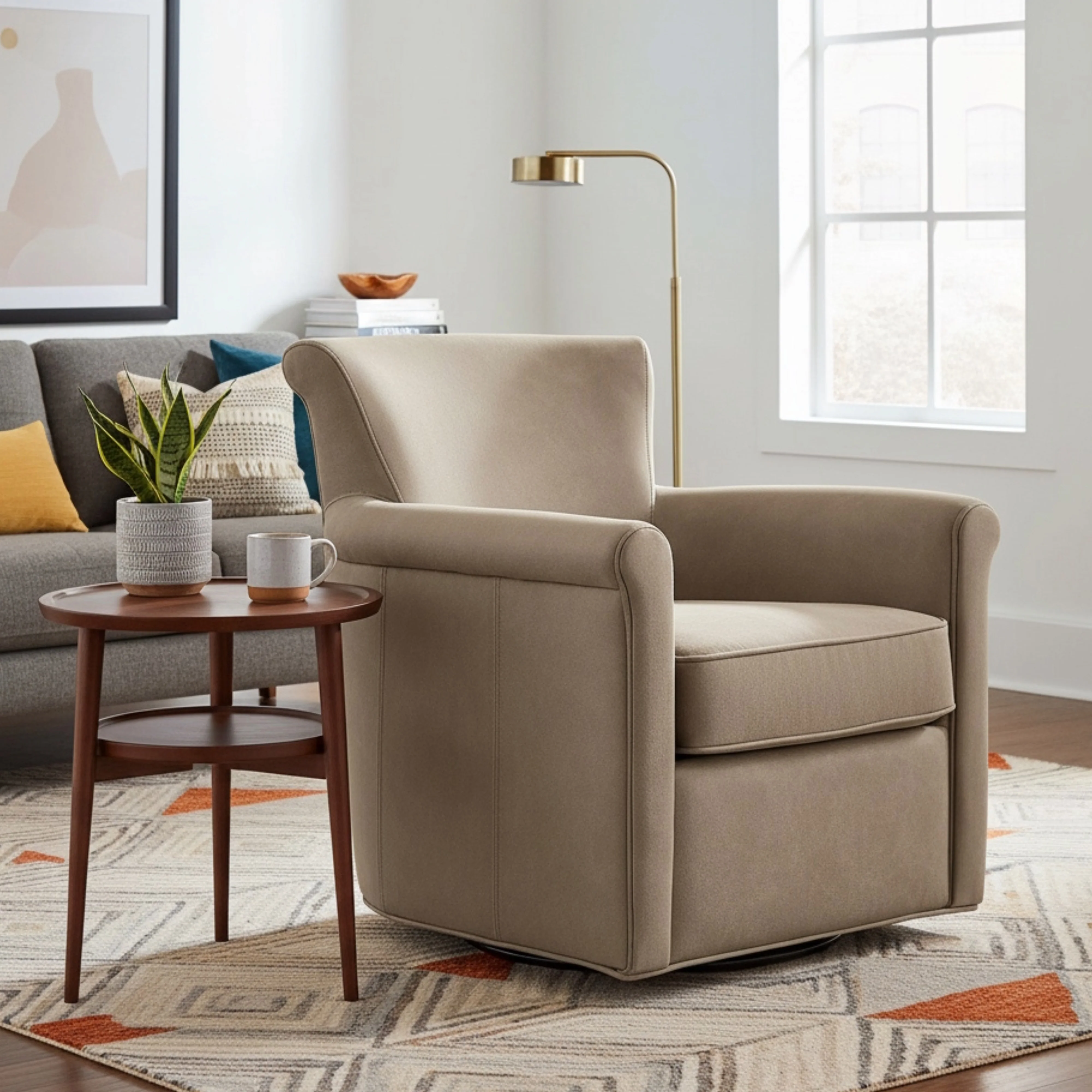 Westly Faux Leather Swivel Accent Chair - Image 35