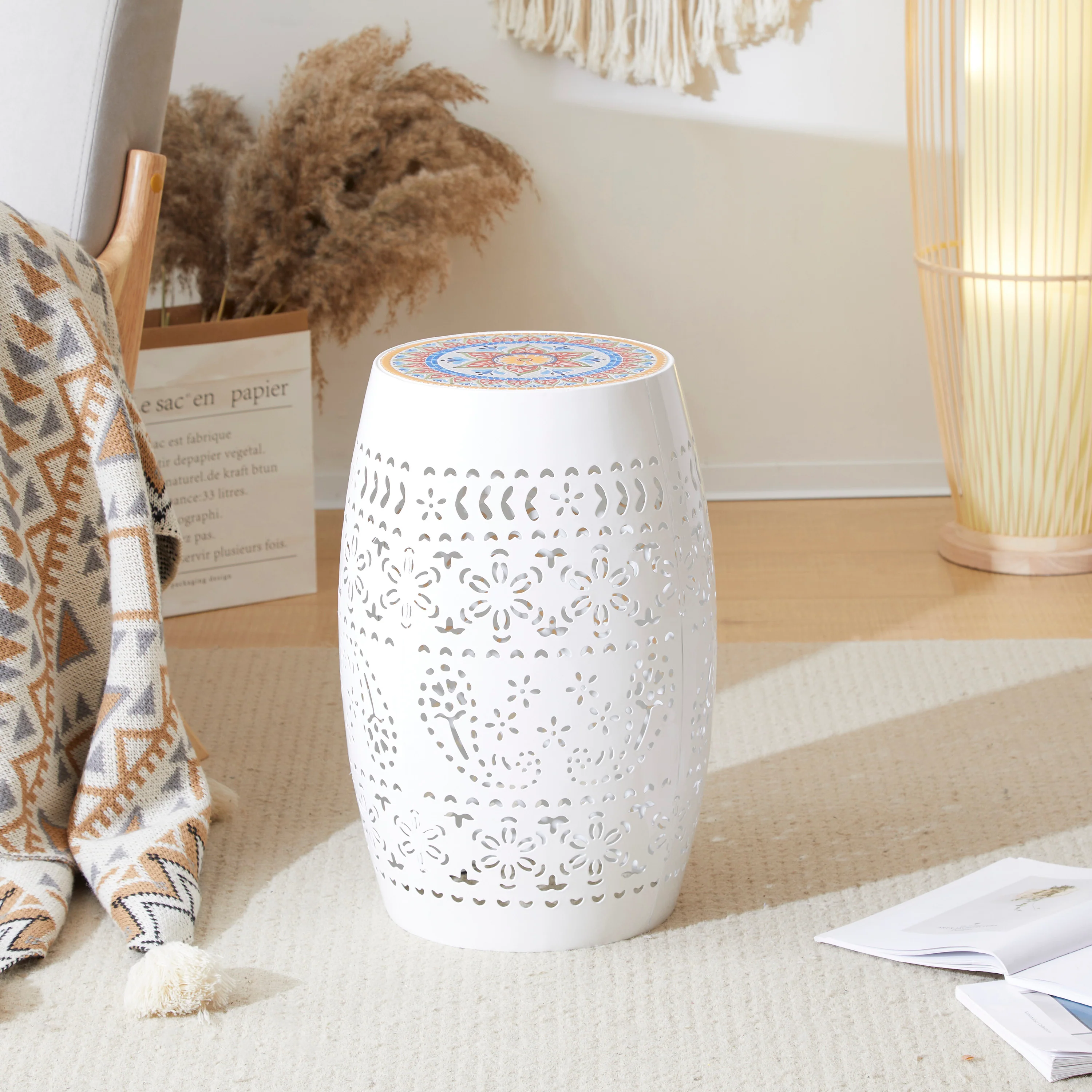 Whimsies Outdoor Ceramic Mosaic Side Table with Cut-Out Pattern - Image 17