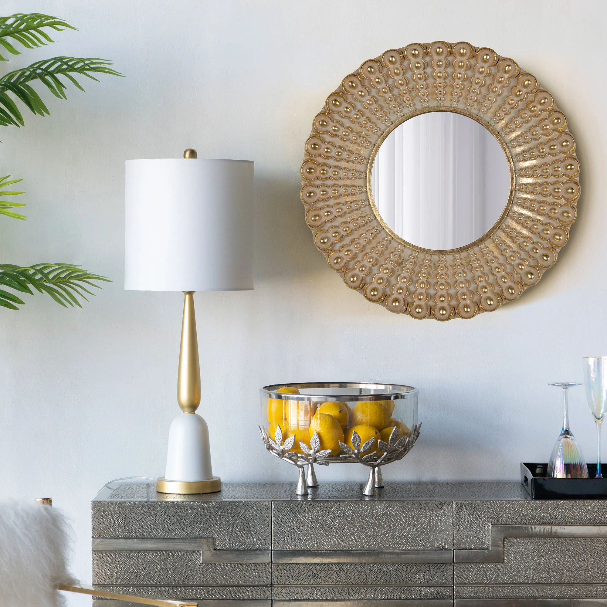 Whimsyes Round Mirror with Radiant Beaded Sunburst Design - Image 7