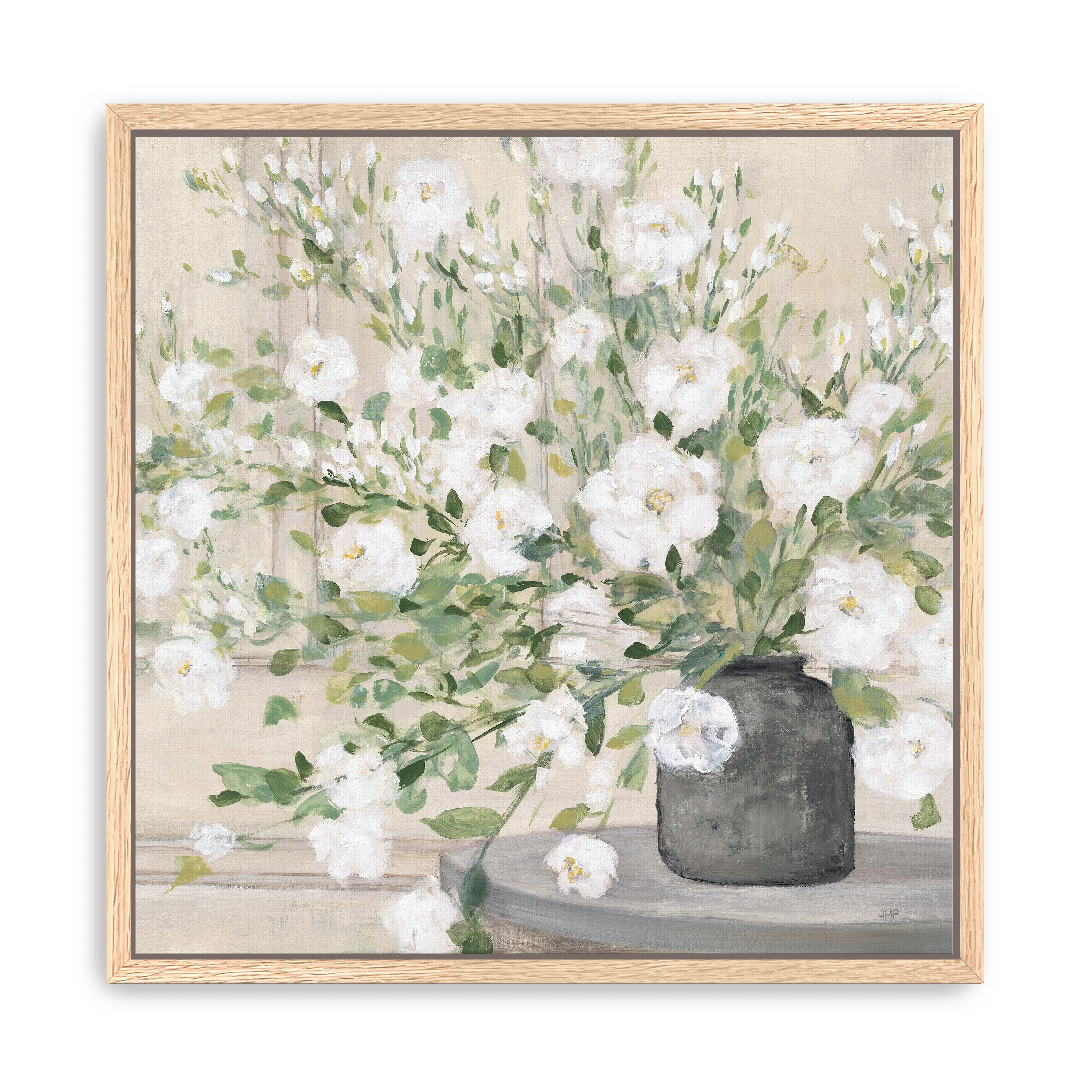White Bouquet Gray Vase Canvas Giclee - Image 10