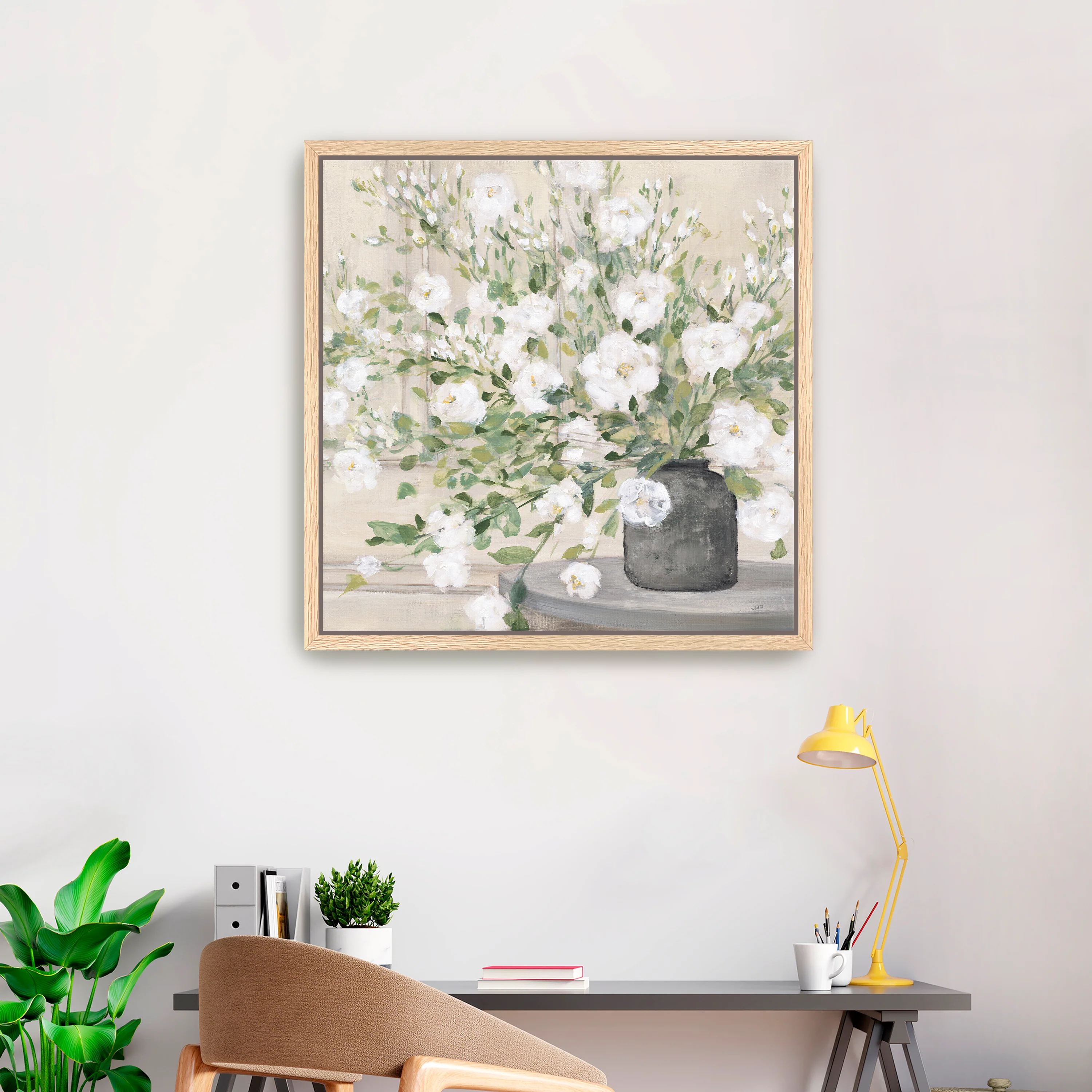 White Bouquet Gray Vase Canvas Giclee - Image 11