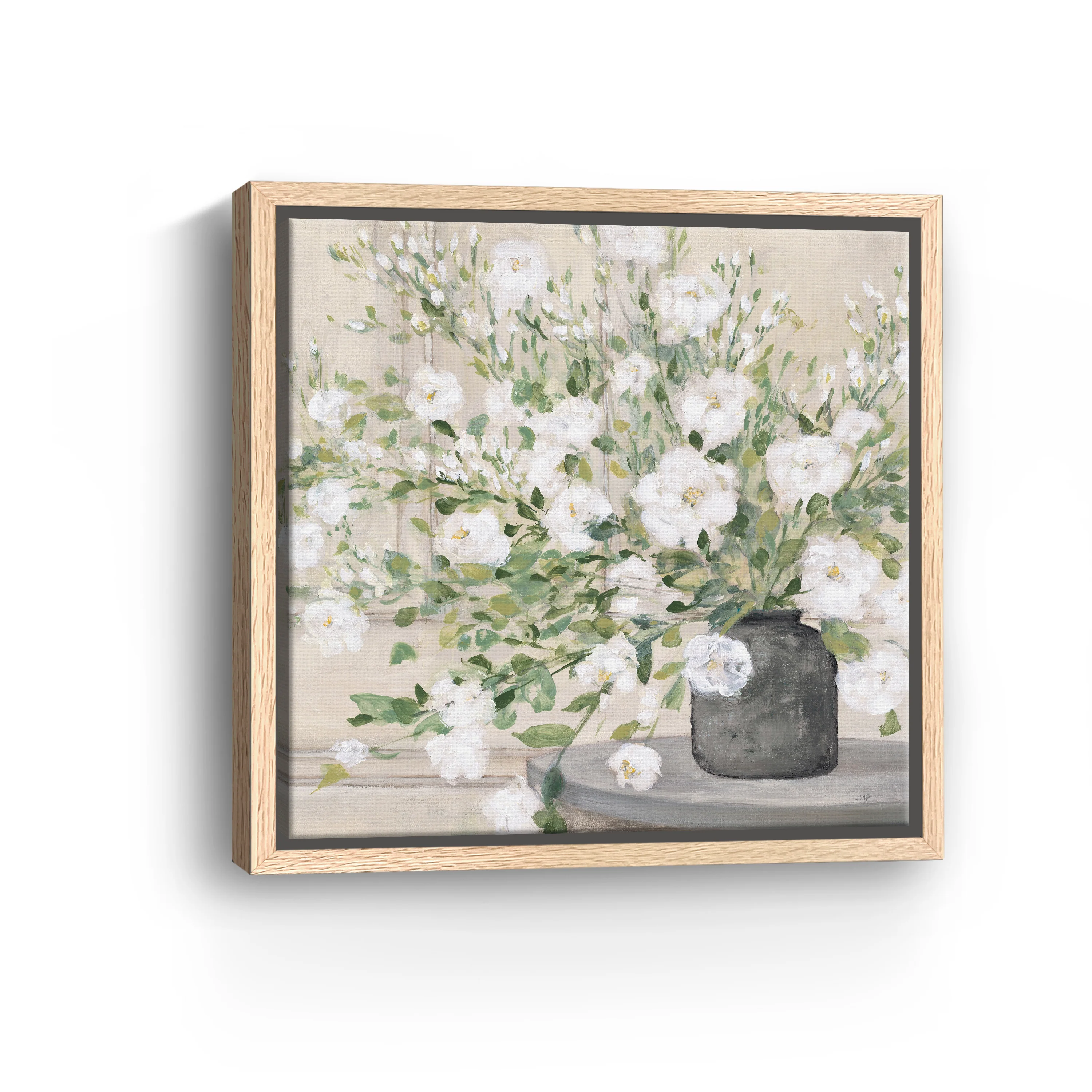 White Bouquet Gray Vase Canvas Giclee - Image 12