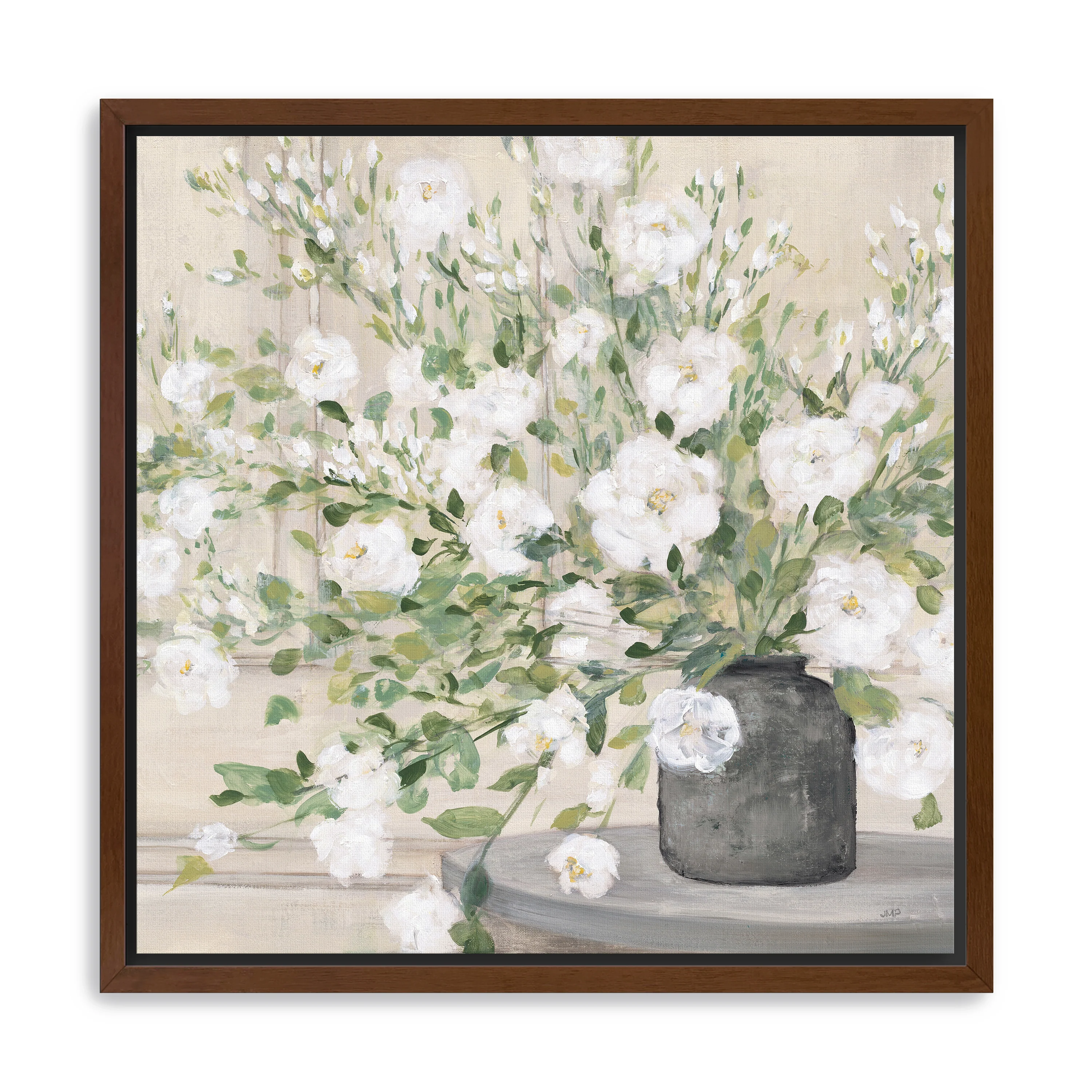 White Bouquet Gray Vase Canvas Giclee - Image 7