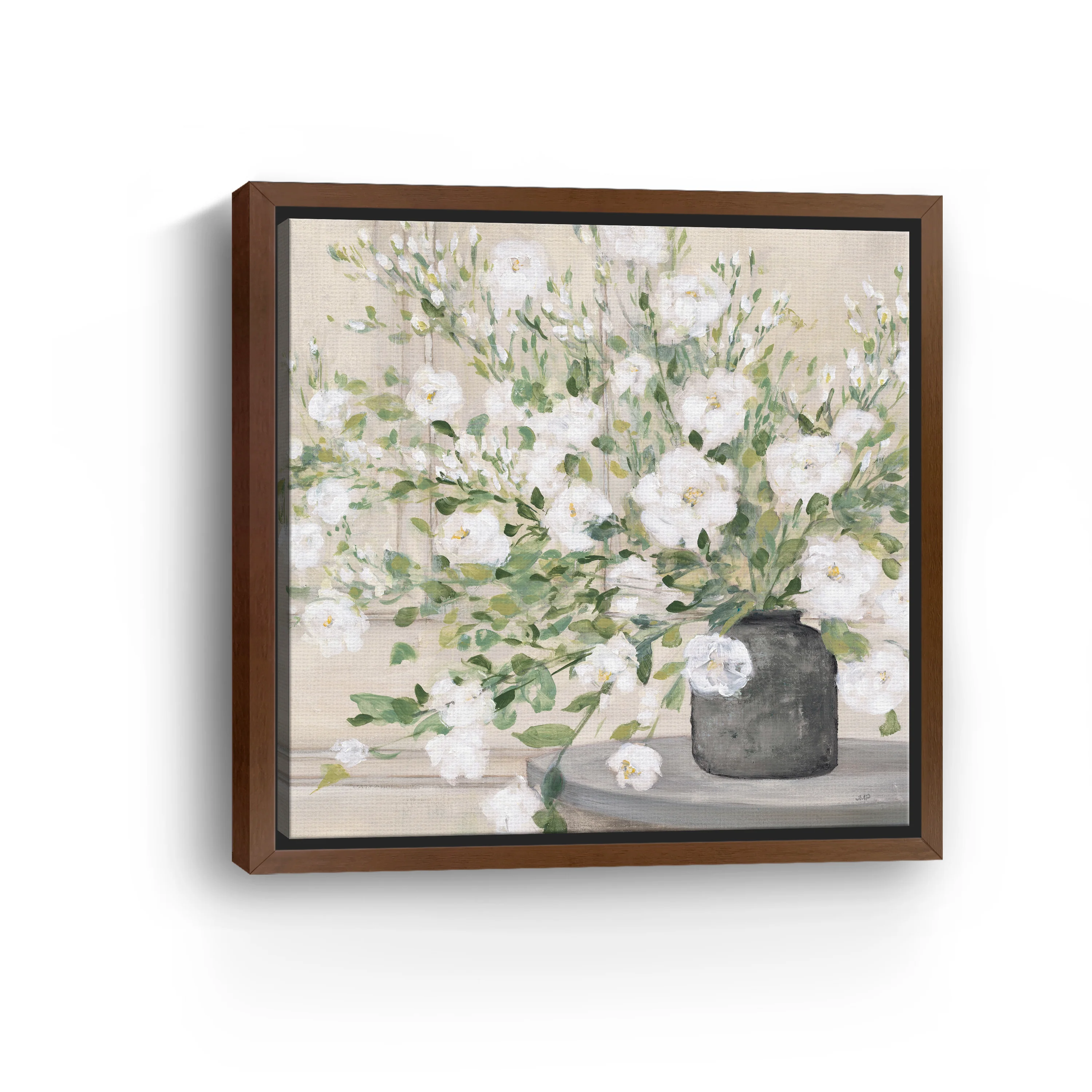 White Bouquet Gray Vase Canvas Giclee - Image 9