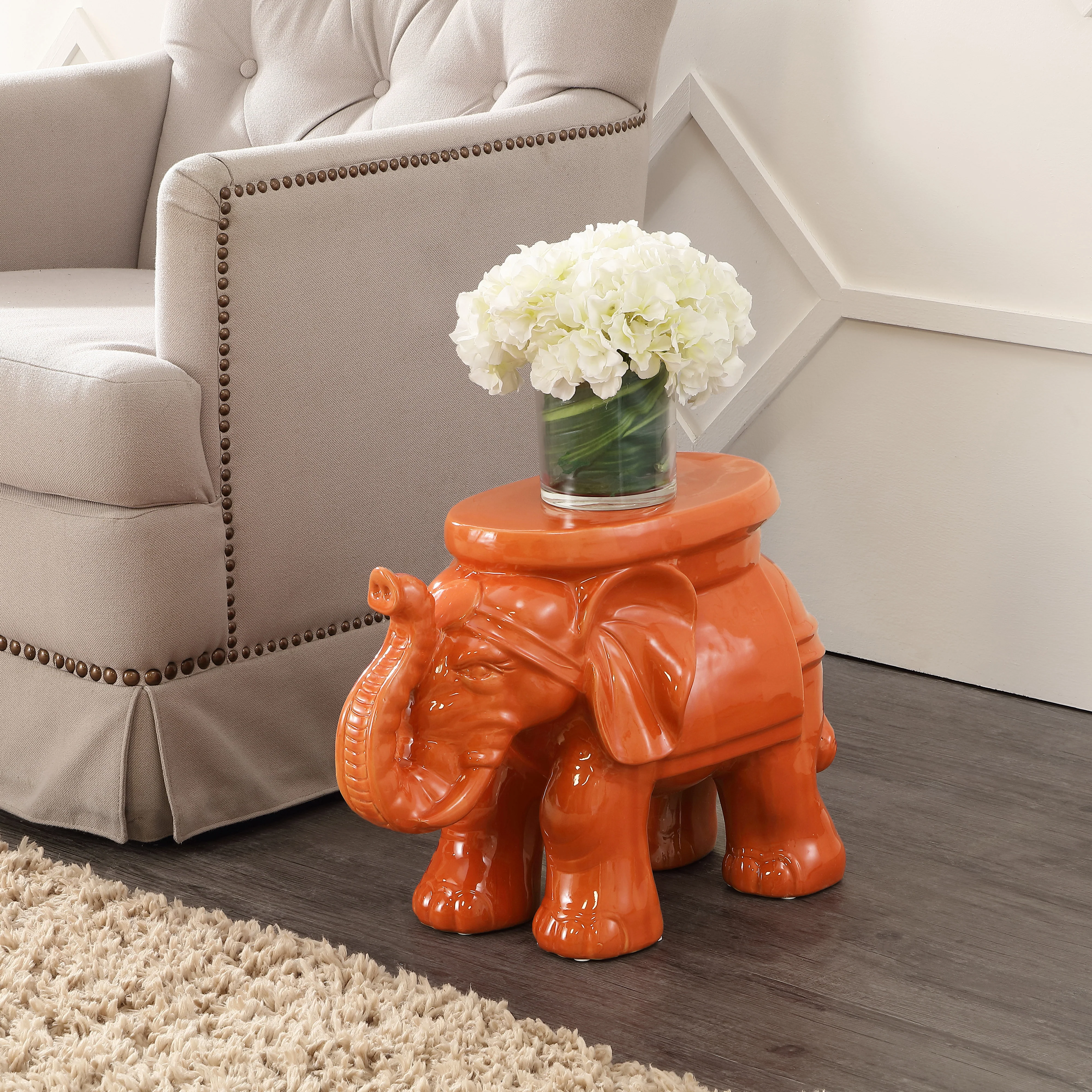 White Ceramic Garden Stool - Image 36