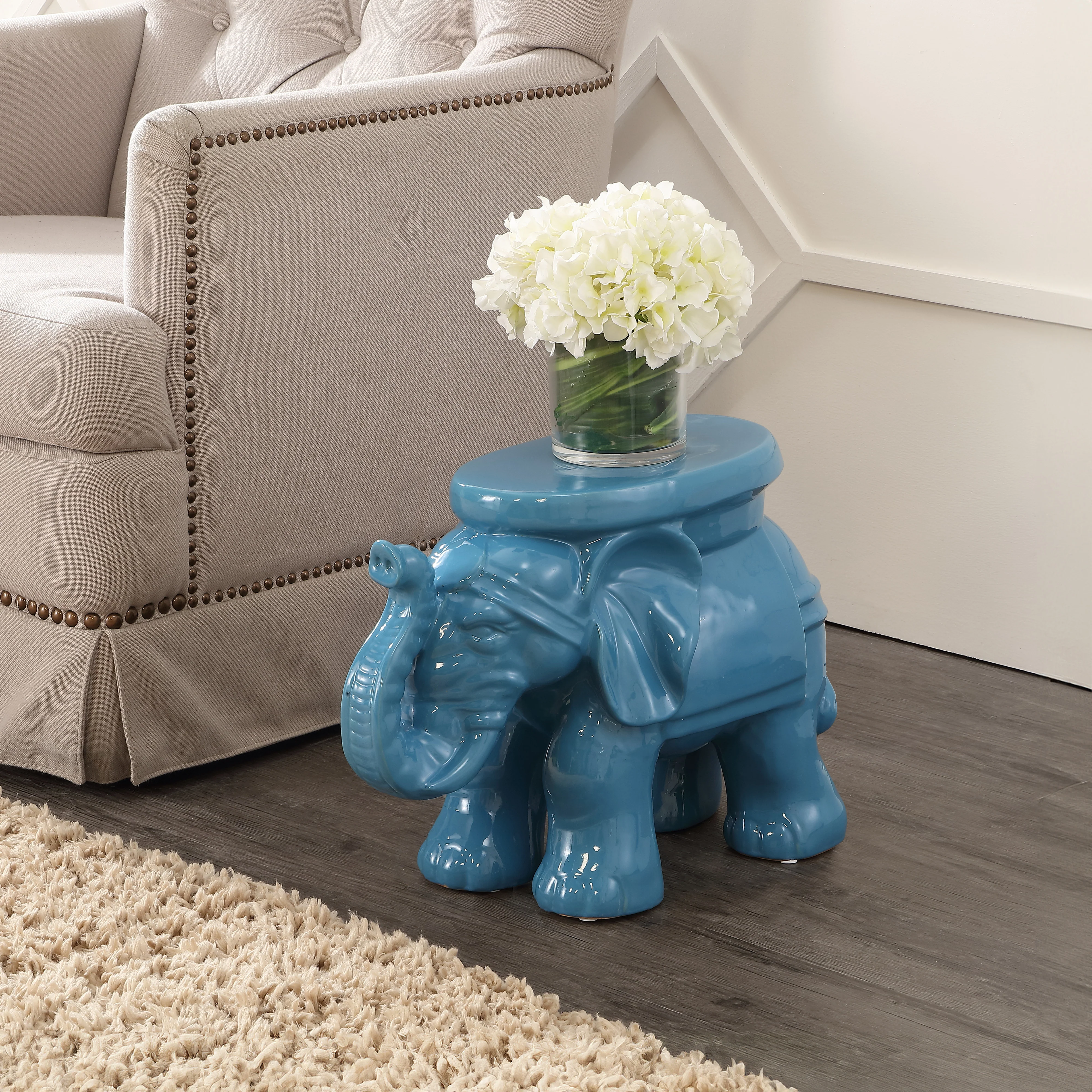 White Ceramic Garden Stool - Image 78
