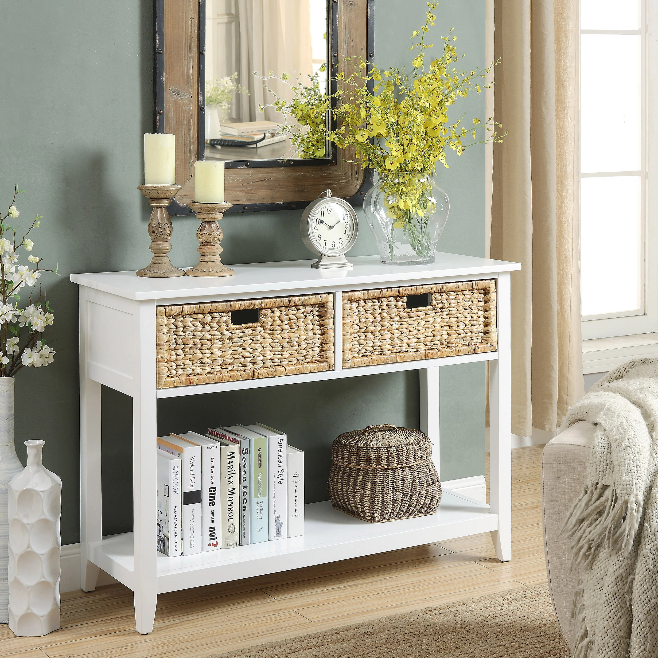 White Console Table with 2-Drawer - Image 4