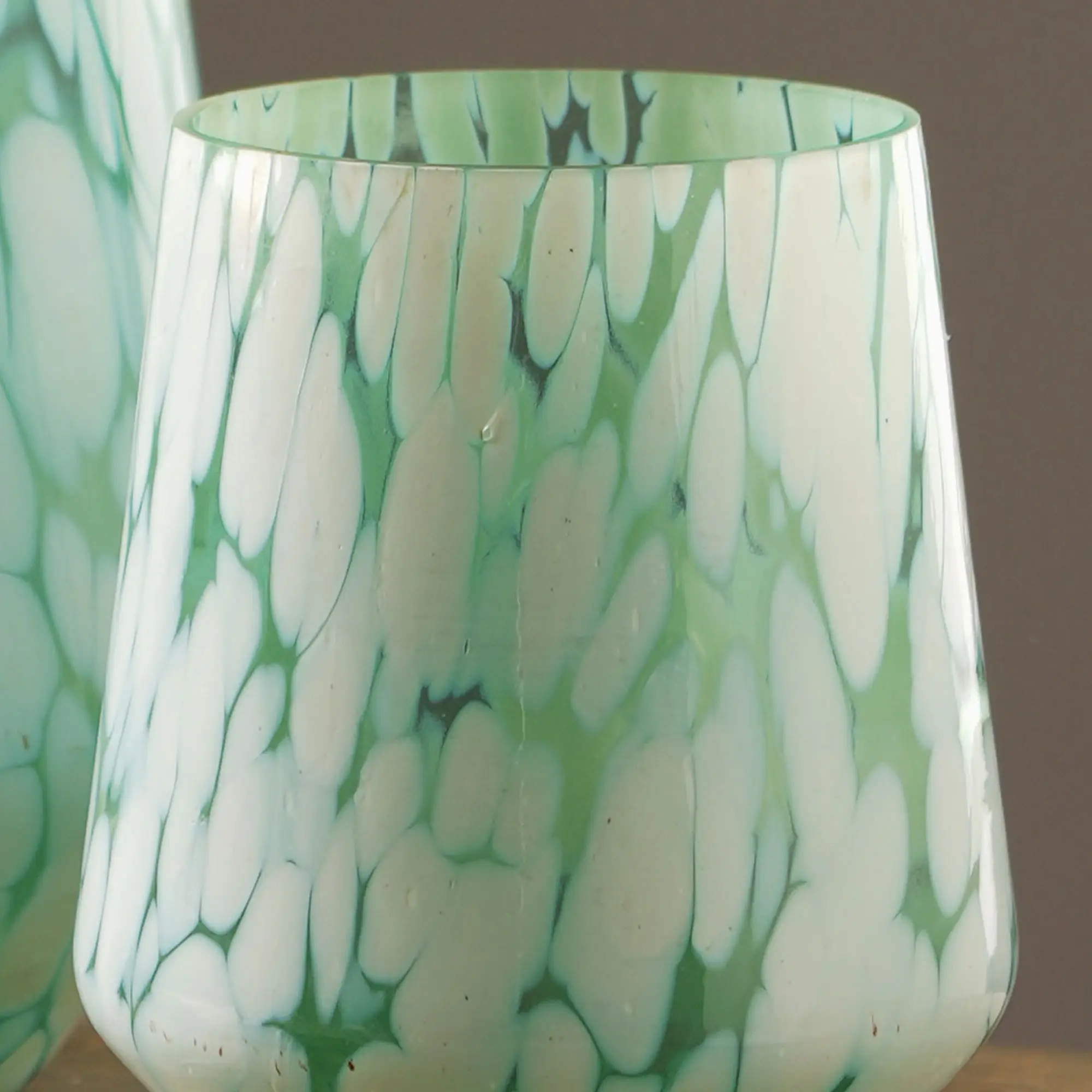 White Splutter Green Glass Hurricane - Image 7