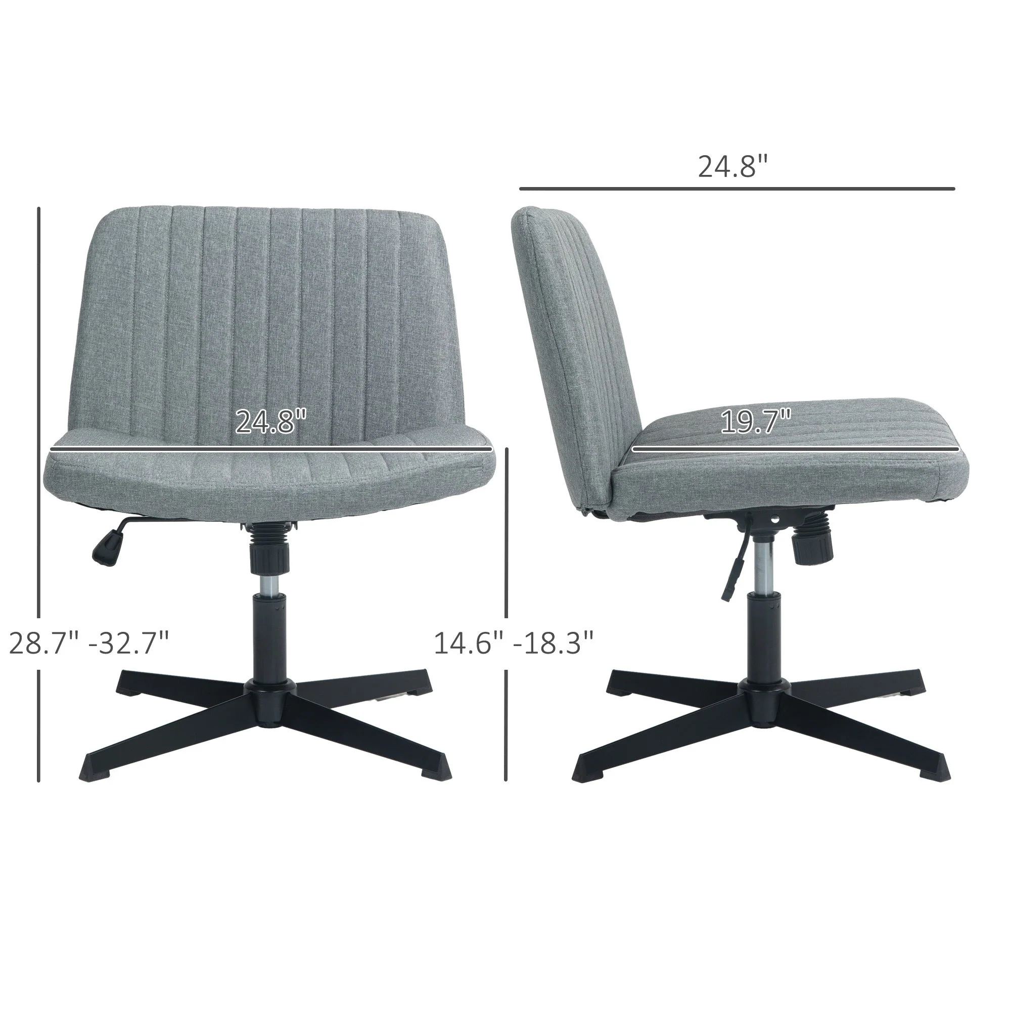 Wide Armless Office Desk Chair with Adjustable Height - Image 17