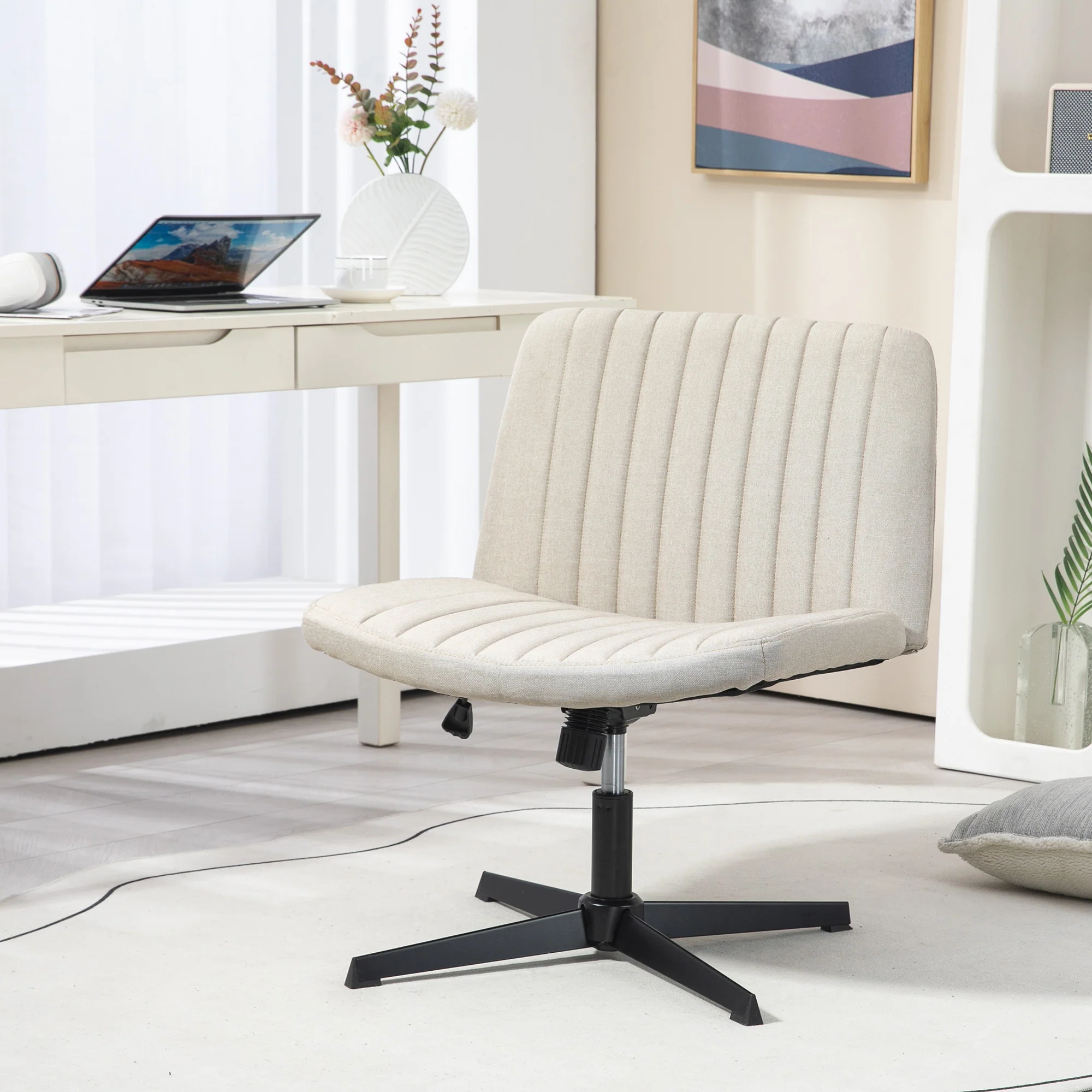 Wide Armless Office Desk Chair with Adjustable Height - Image 9