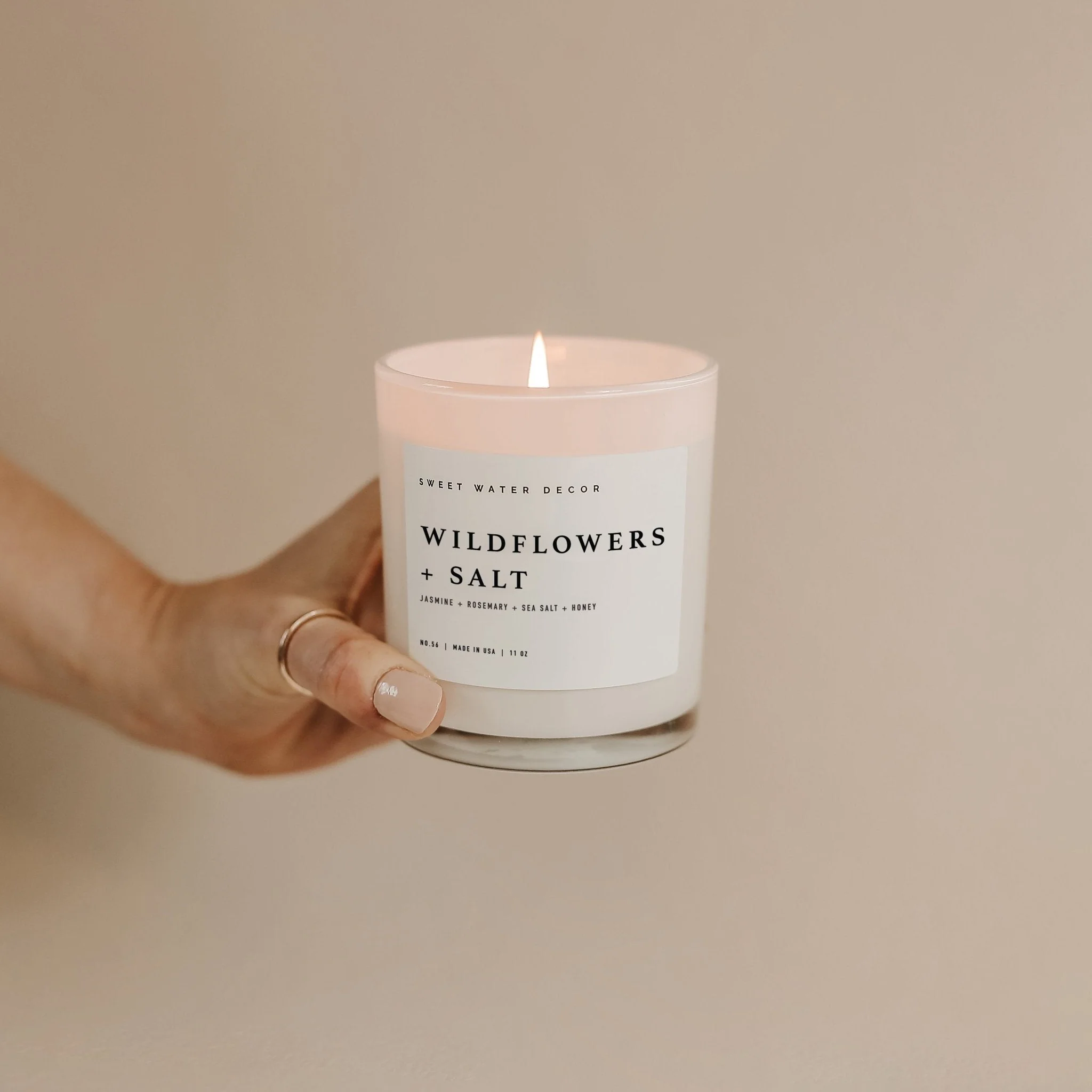 Wildflowers and Salt Soy Candle - White Jar - 11 oz - Image 3