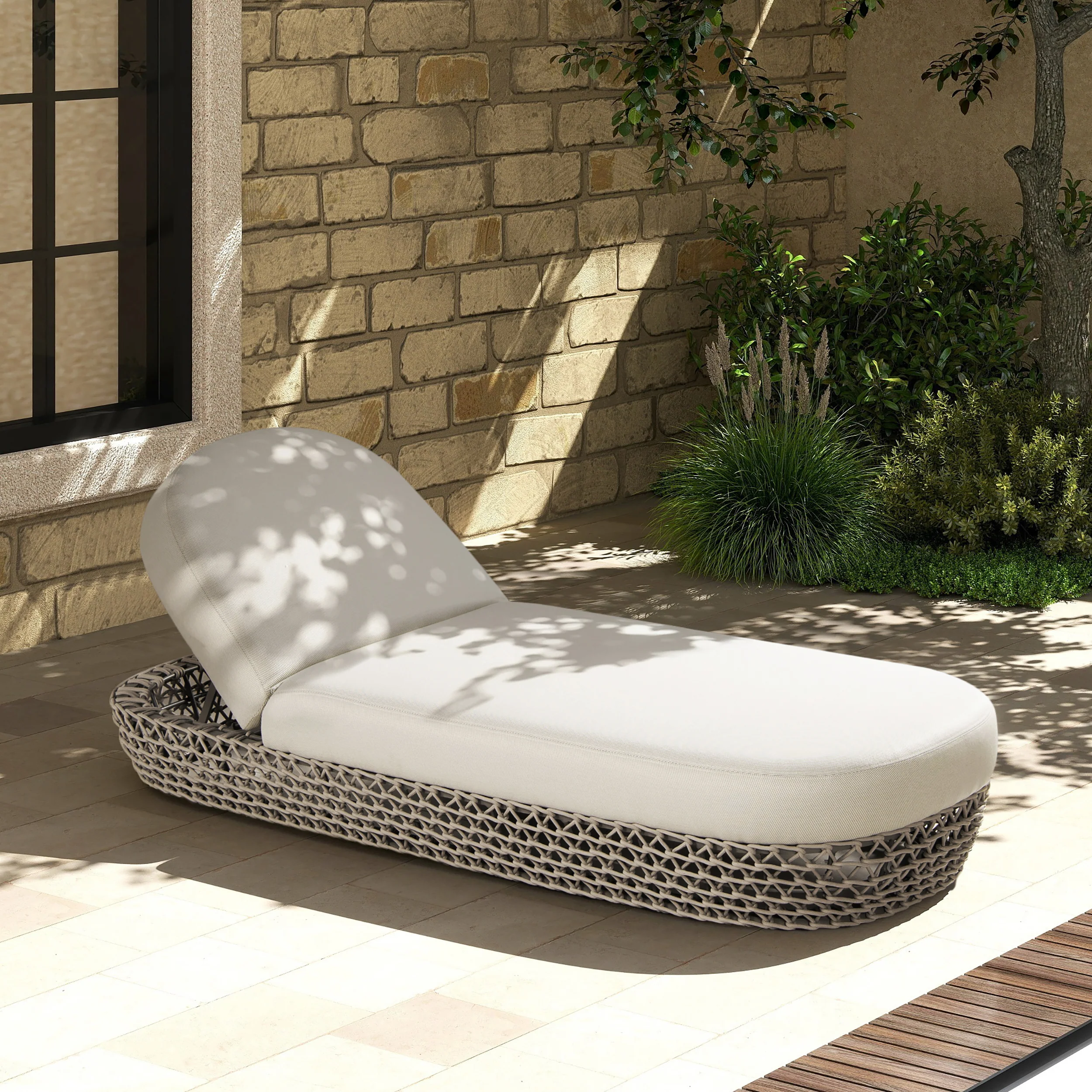 Willow Wicker & Sunbrella Upholstered Patio Lounger - Image 14
