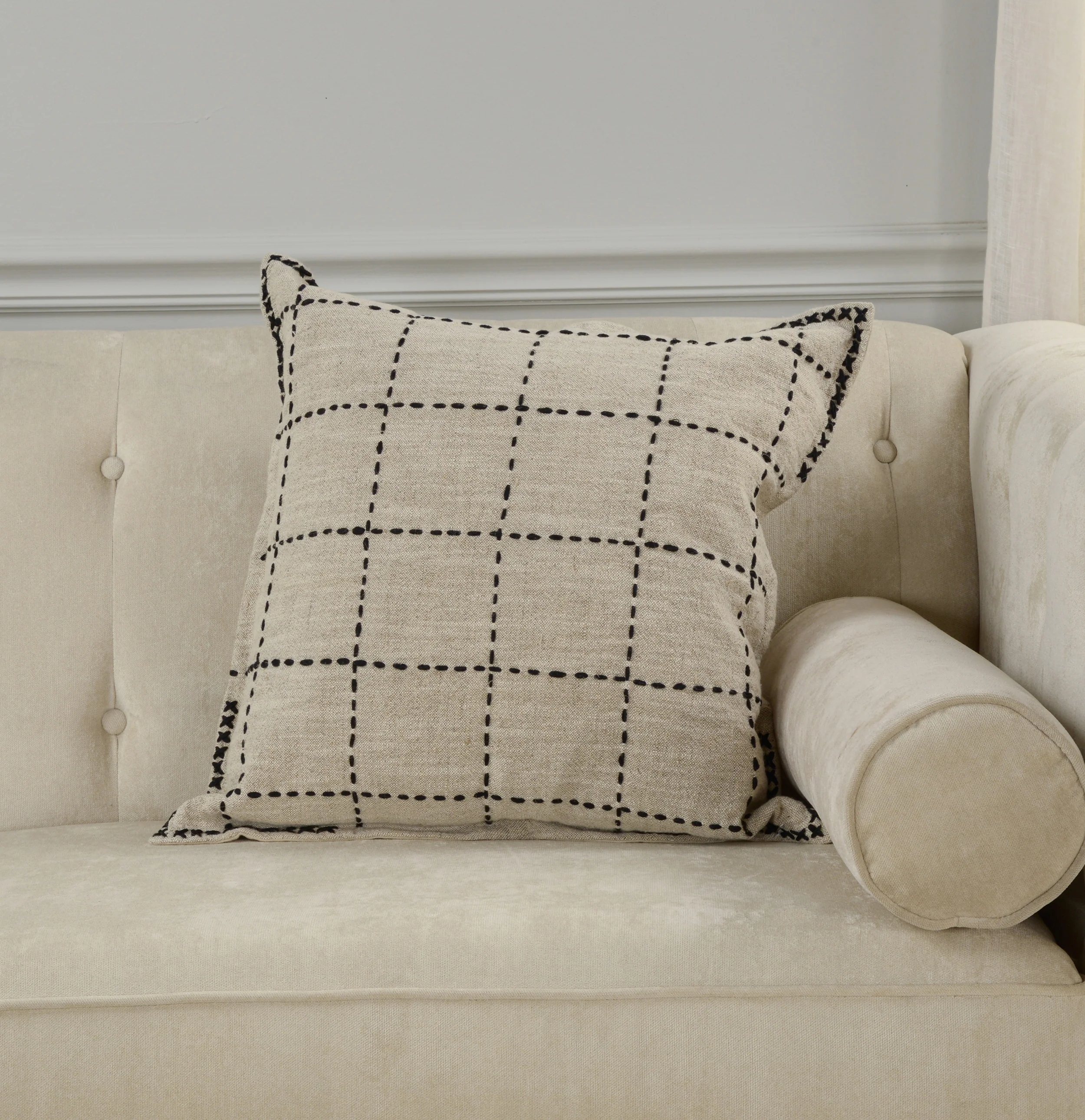 Winston Stitched Grid Pillow - Image 4