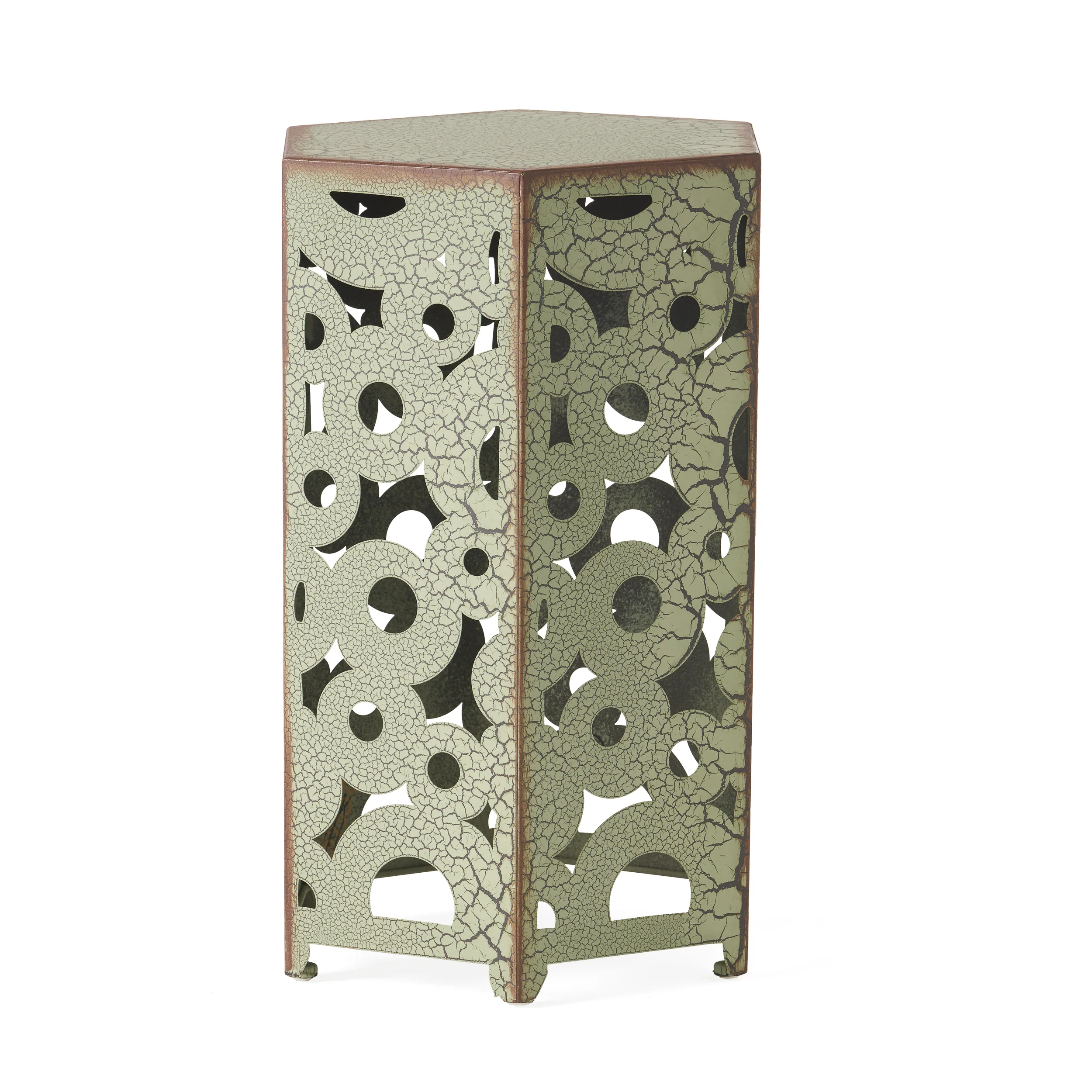 Wistfulness Outdoor Accent Table with Crackle Pattern and Iron Frame, Set of 2 - Image 4