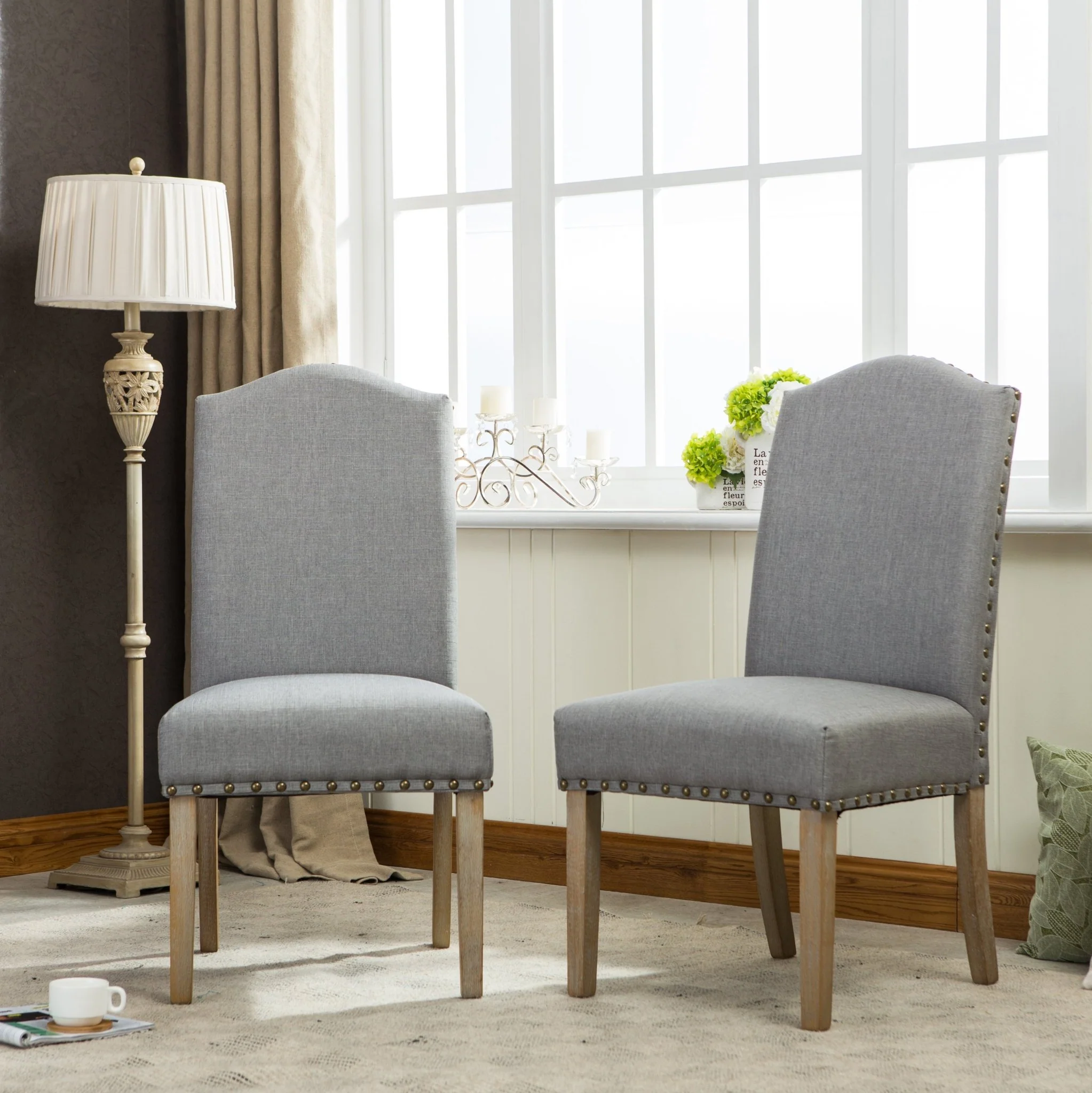 Wolen Upholstered Dining Chair with Nailhead Trim and High Back, Set of 2 - Image 14