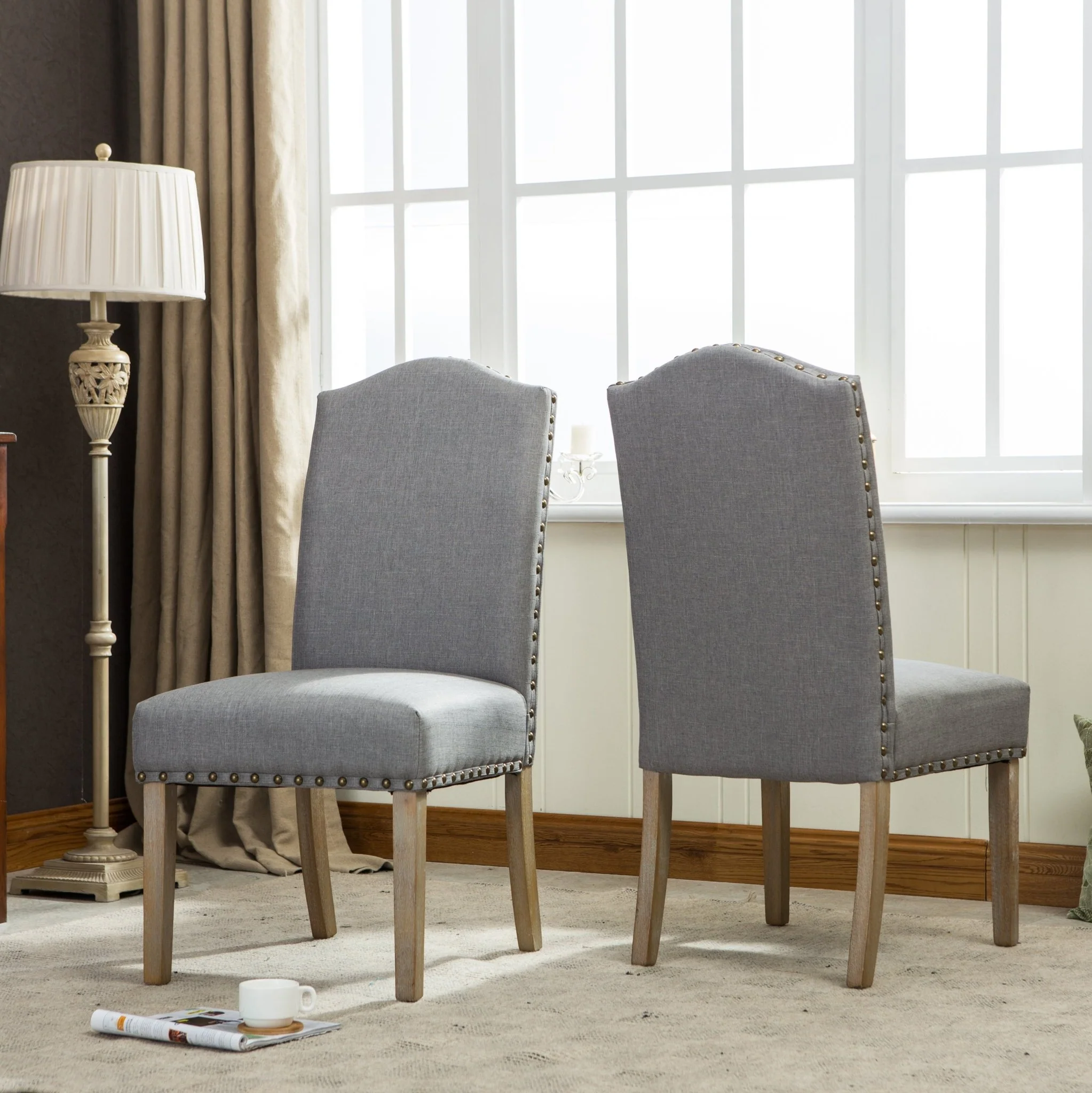 Wolen Upholstered Dining Chair with Nailhead Trim and High Back, Set of 2 - Image 16