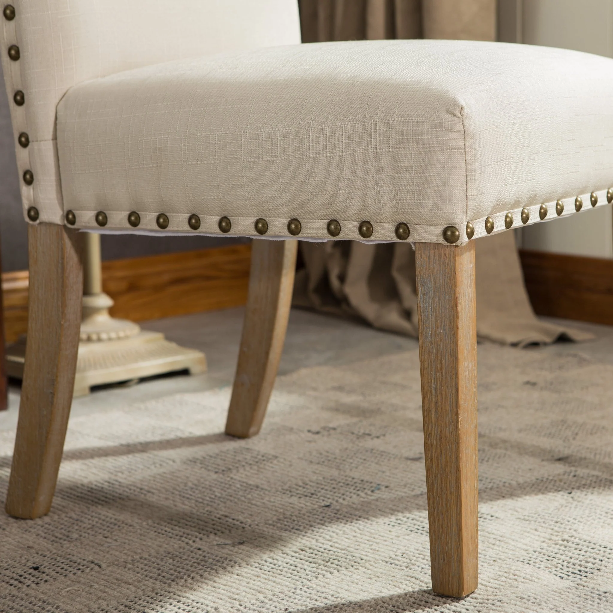 Wolen Upholstered Dining Chair with Nailhead Trim and High Back, Set of 2 - Image 5