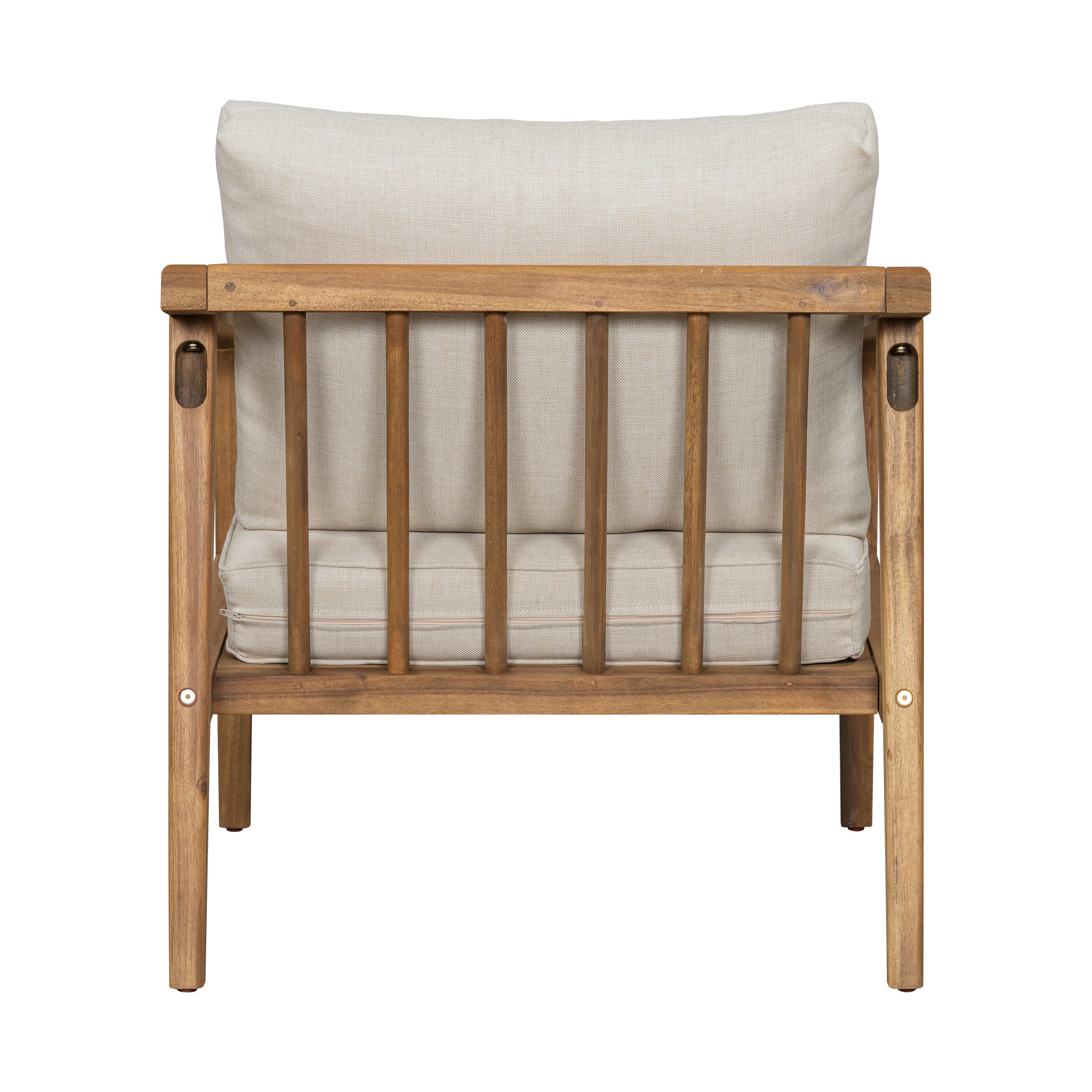 Wondered Outdoor Acacia Wood Club Chair with Slatted Back and Removable Cushions, Set of 2 - Image 7