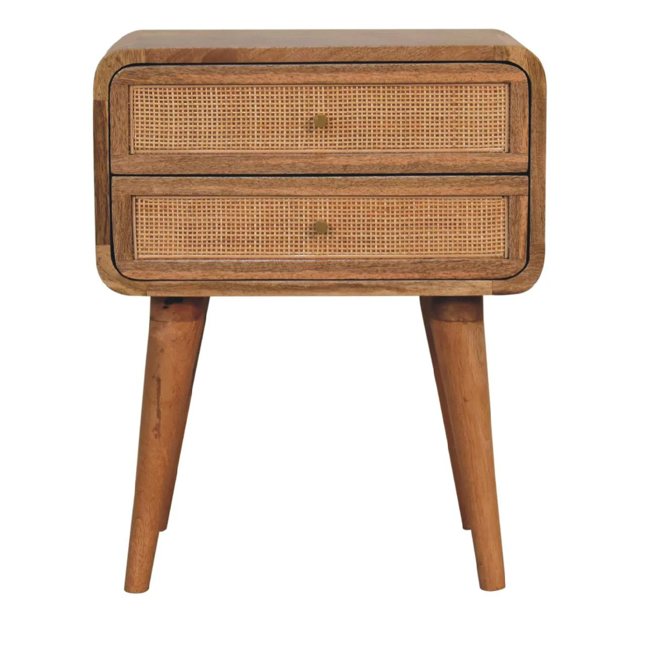Wood and Rattan Bedside with 2 Drawers - Image 2