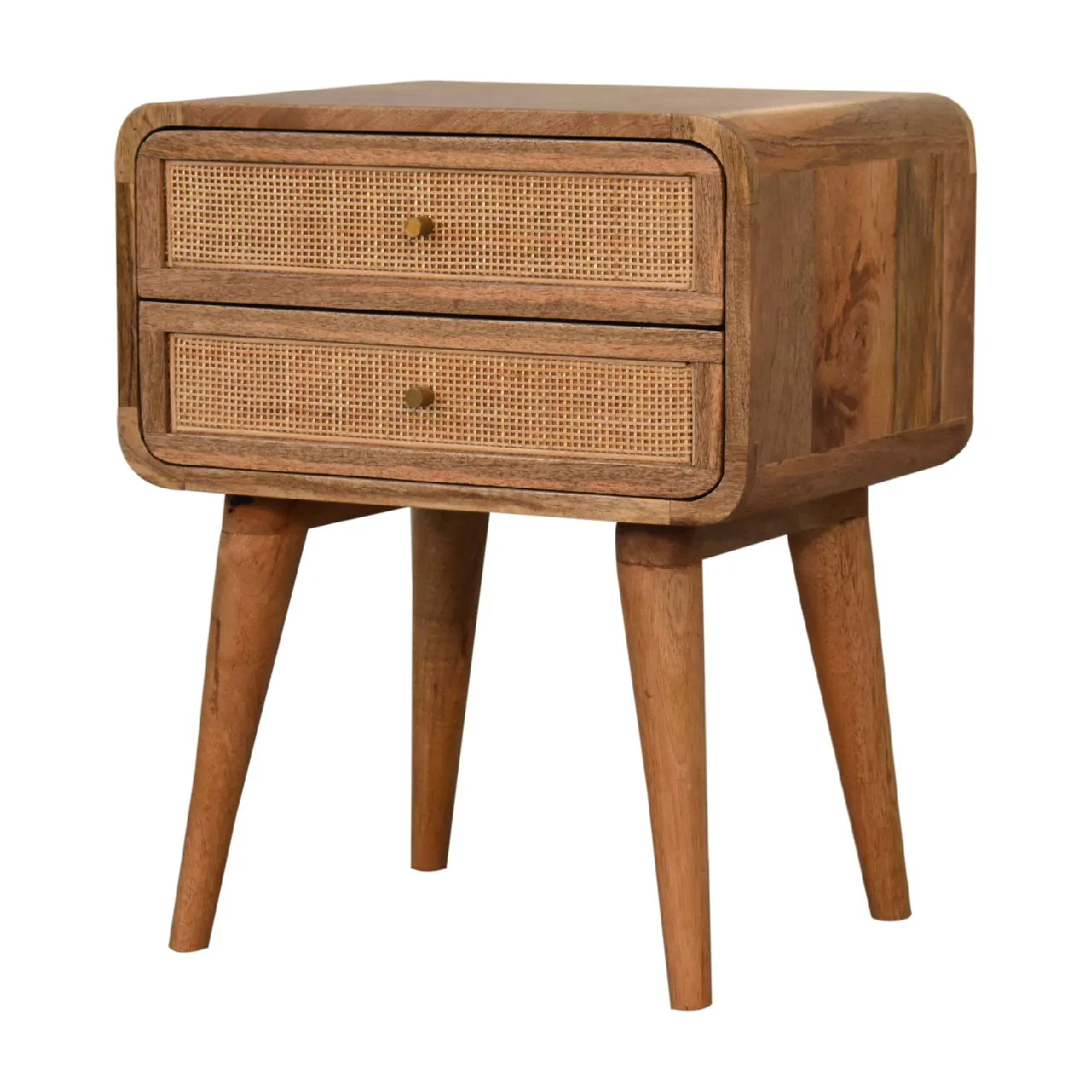 Wood and Rattan Bedside with 2 Drawers - Image 3