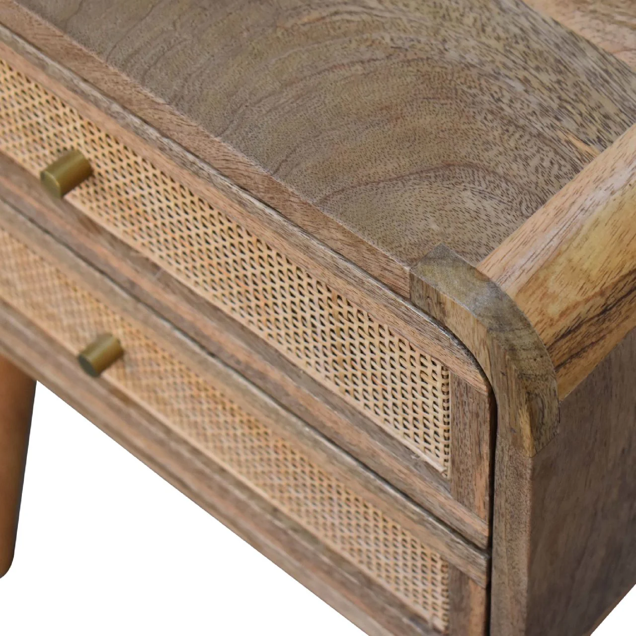 Wood and Rattan Bedside with 2 Drawers - Image 7