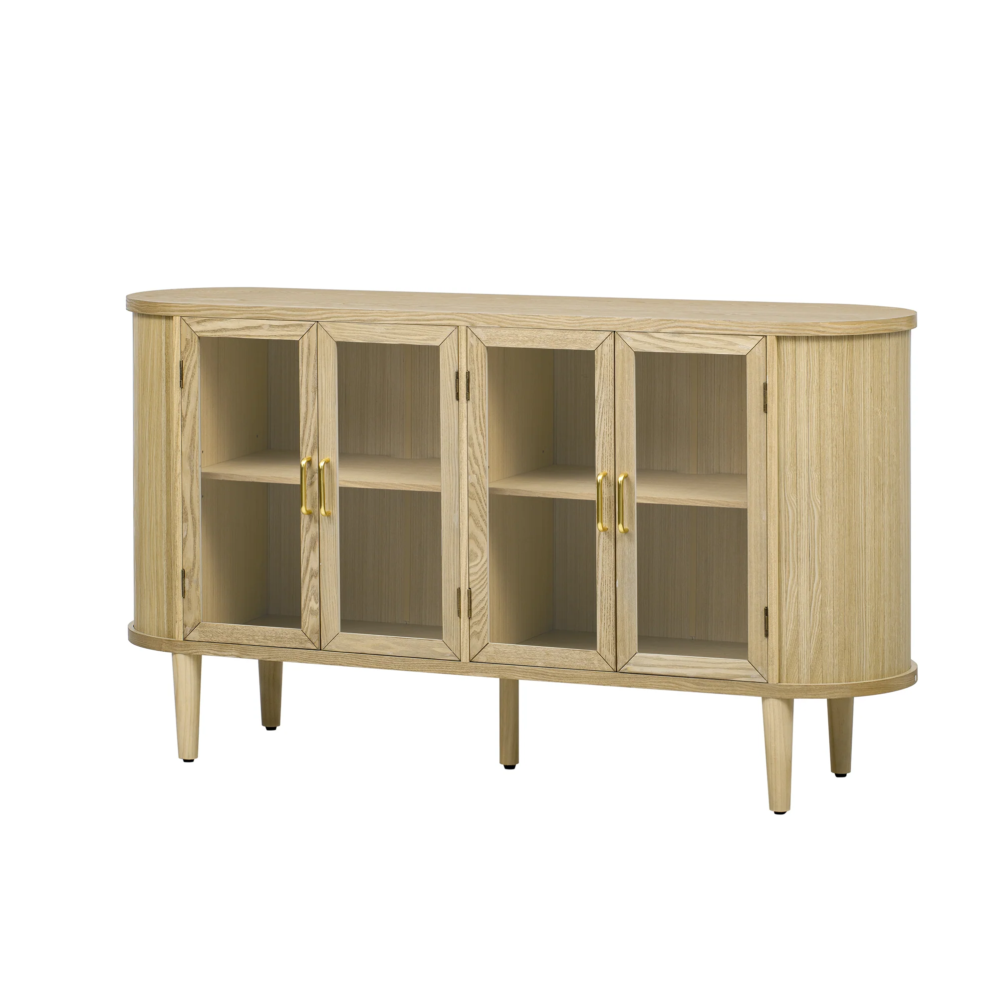Wood Buffet Cabinet with Glass Doors and Adjustable Shelves - Image 10