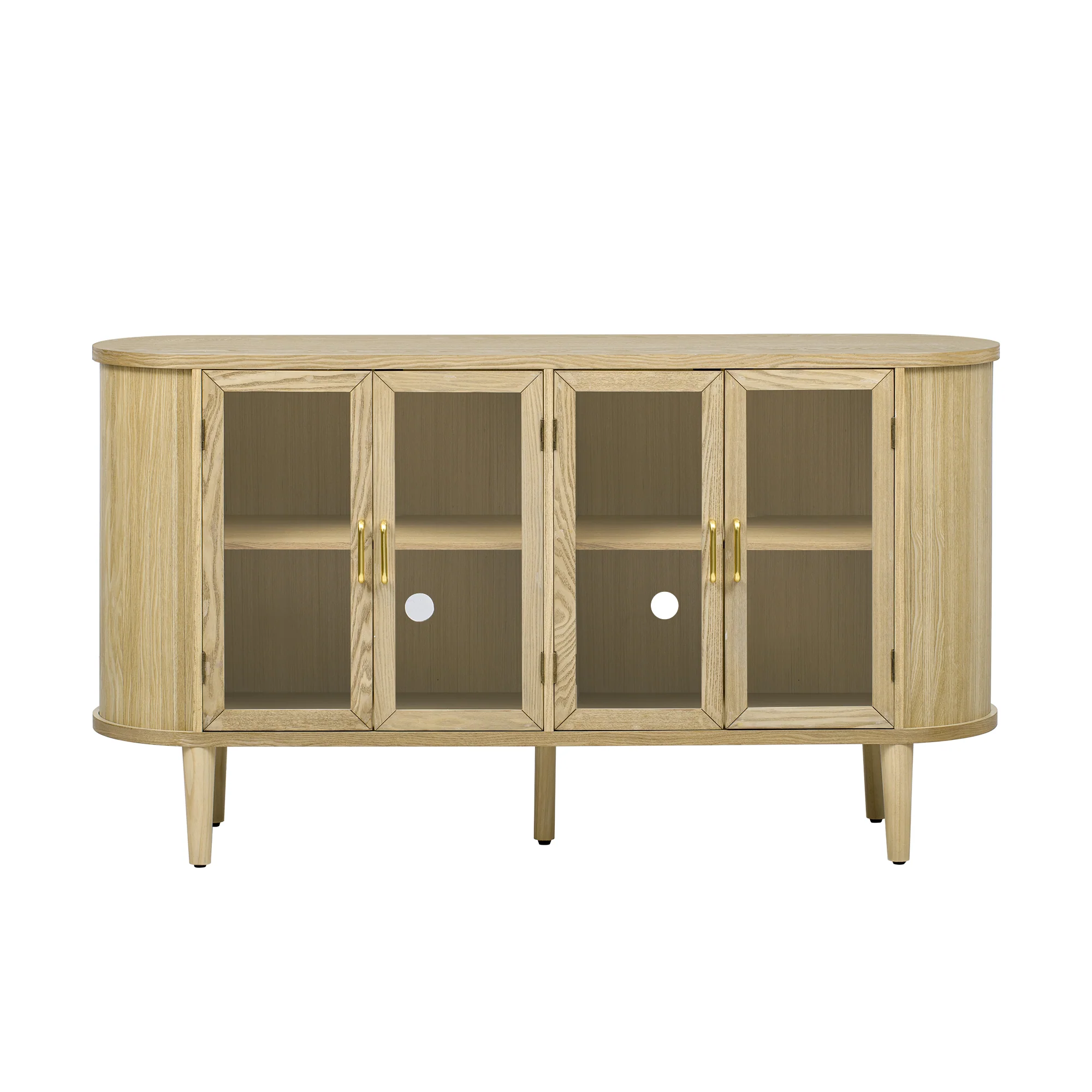 Wood Buffet Cabinet with Glass Doors and Adjustable Shelves - Image 14