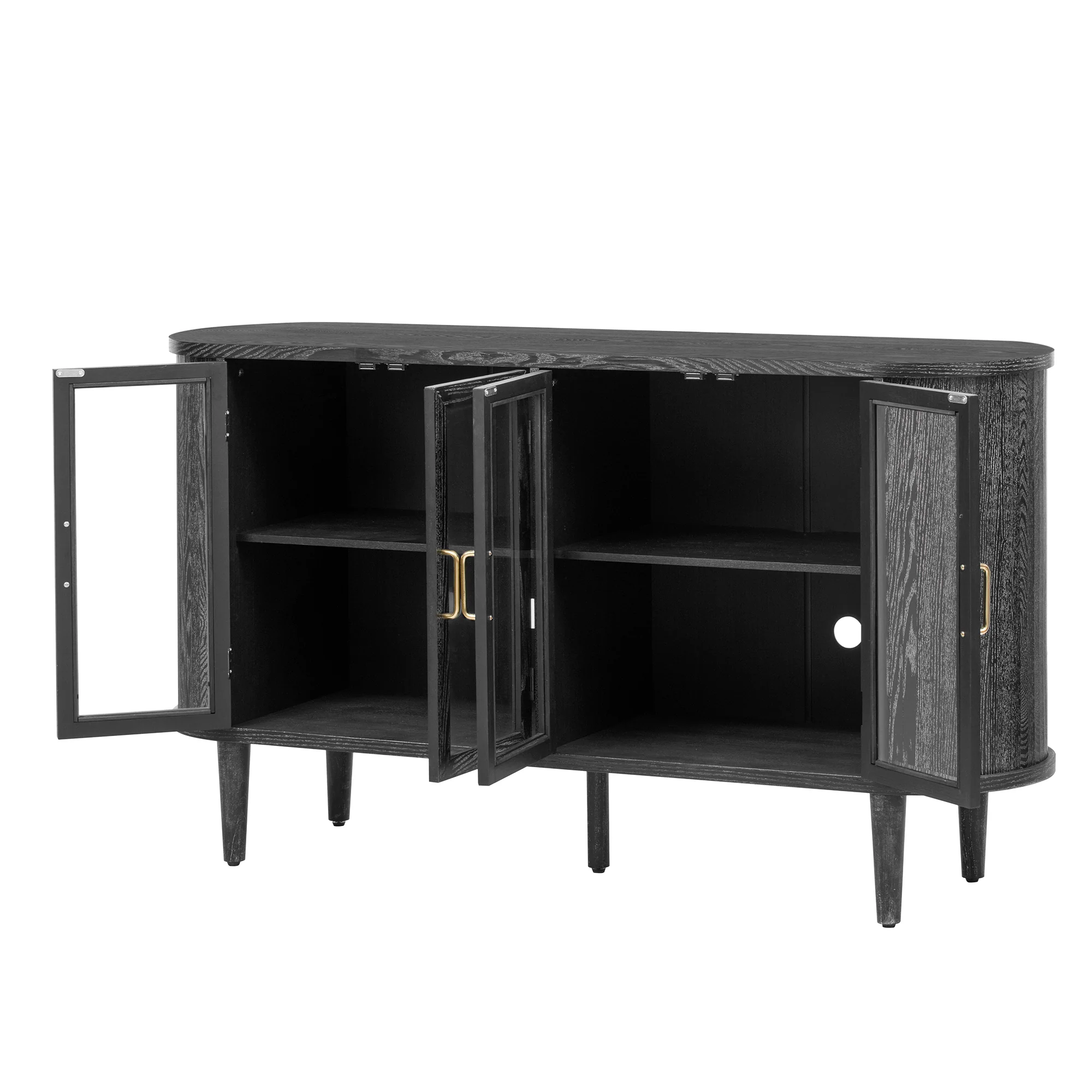 Wood Buffet Cabinet with Glass Doors and Adjustable Shelves - Image 29