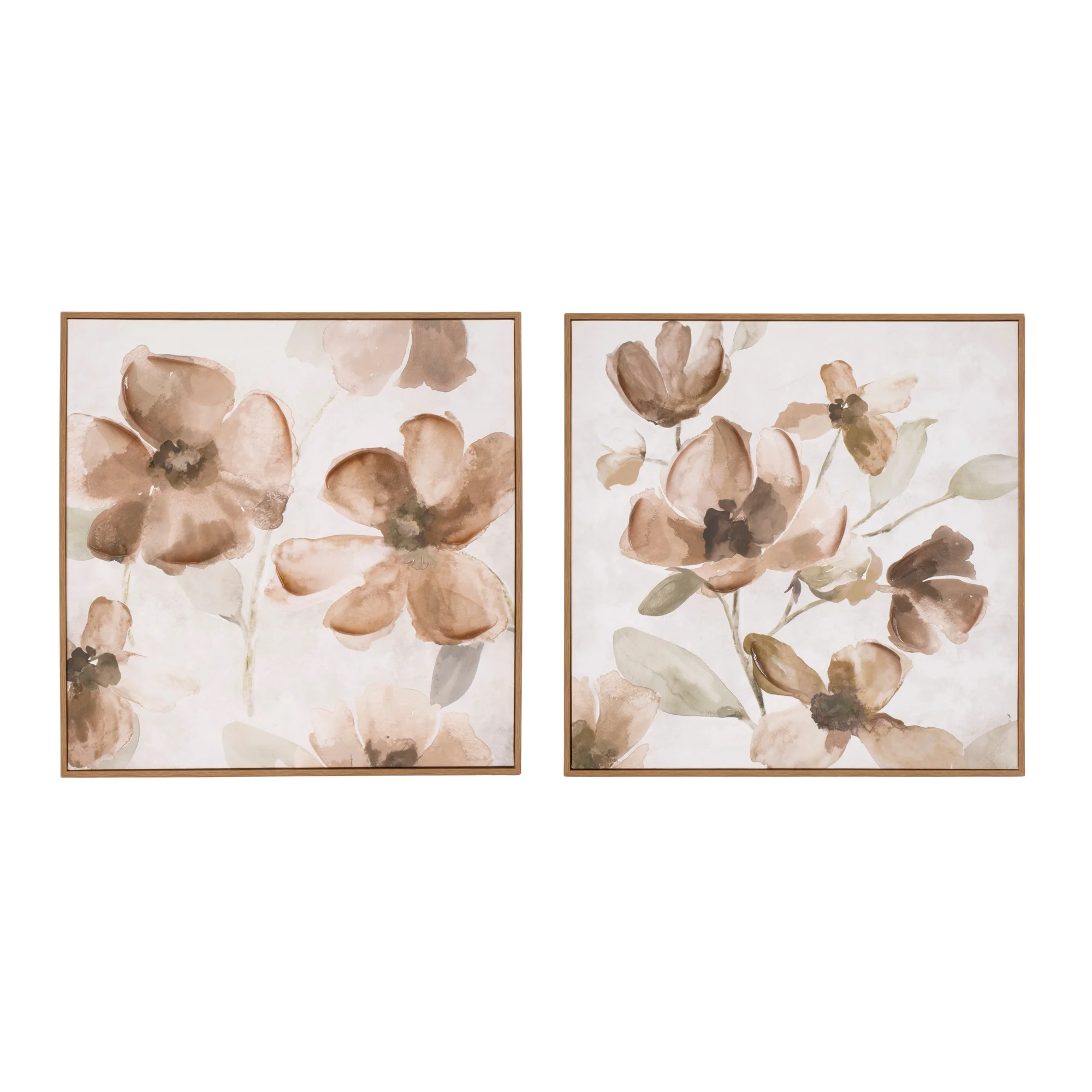 Wood Floral Block Plaque, Set of 2