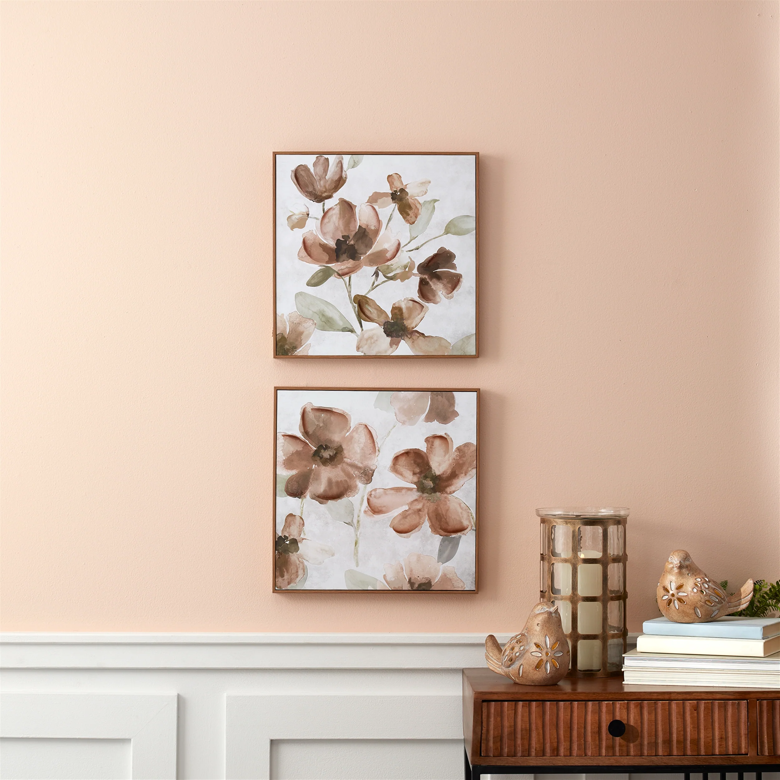 Wood Floral Block Plaque, Set of 2 - Image 4