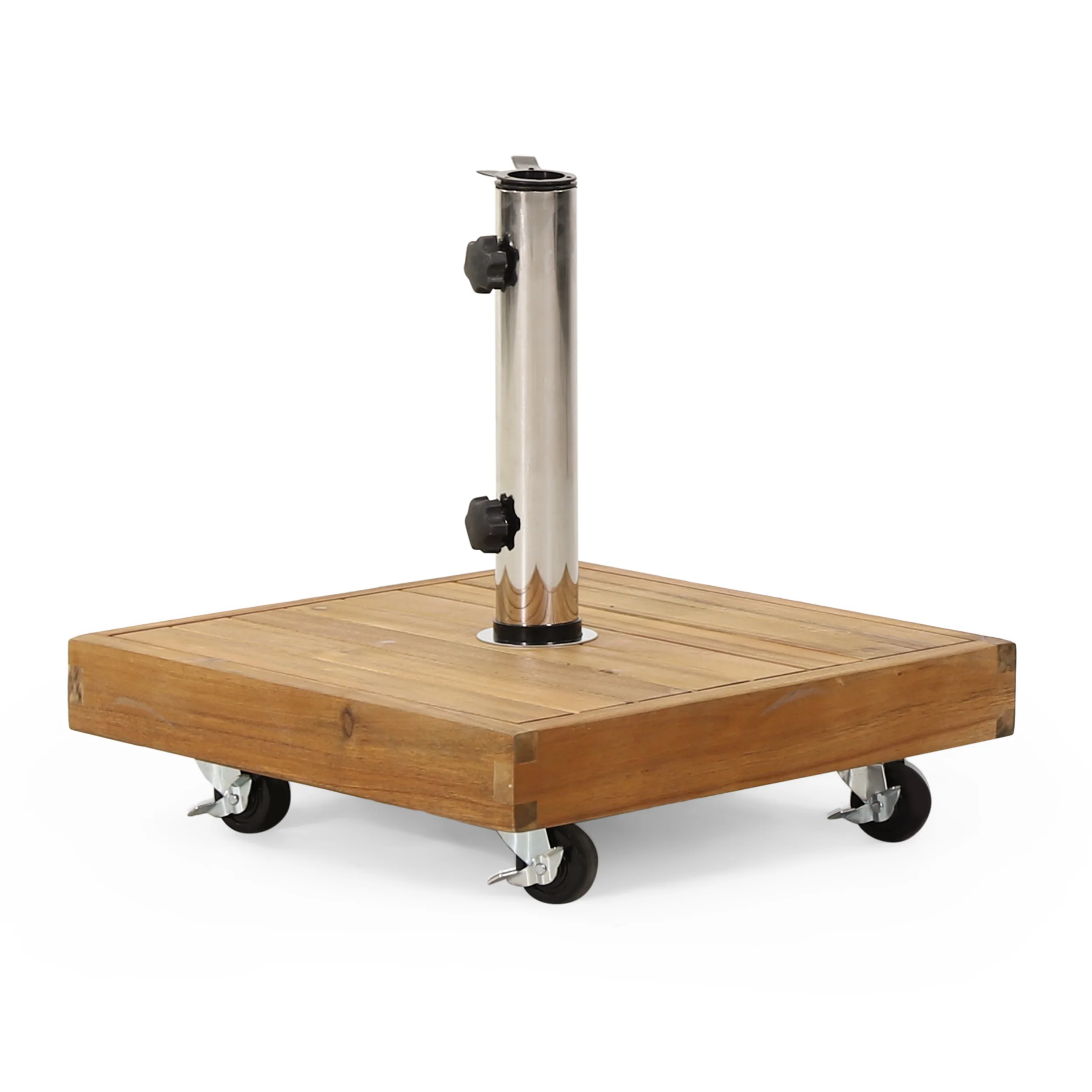 Wood Outdoor Square Umbrella Base with Casters - Image 3