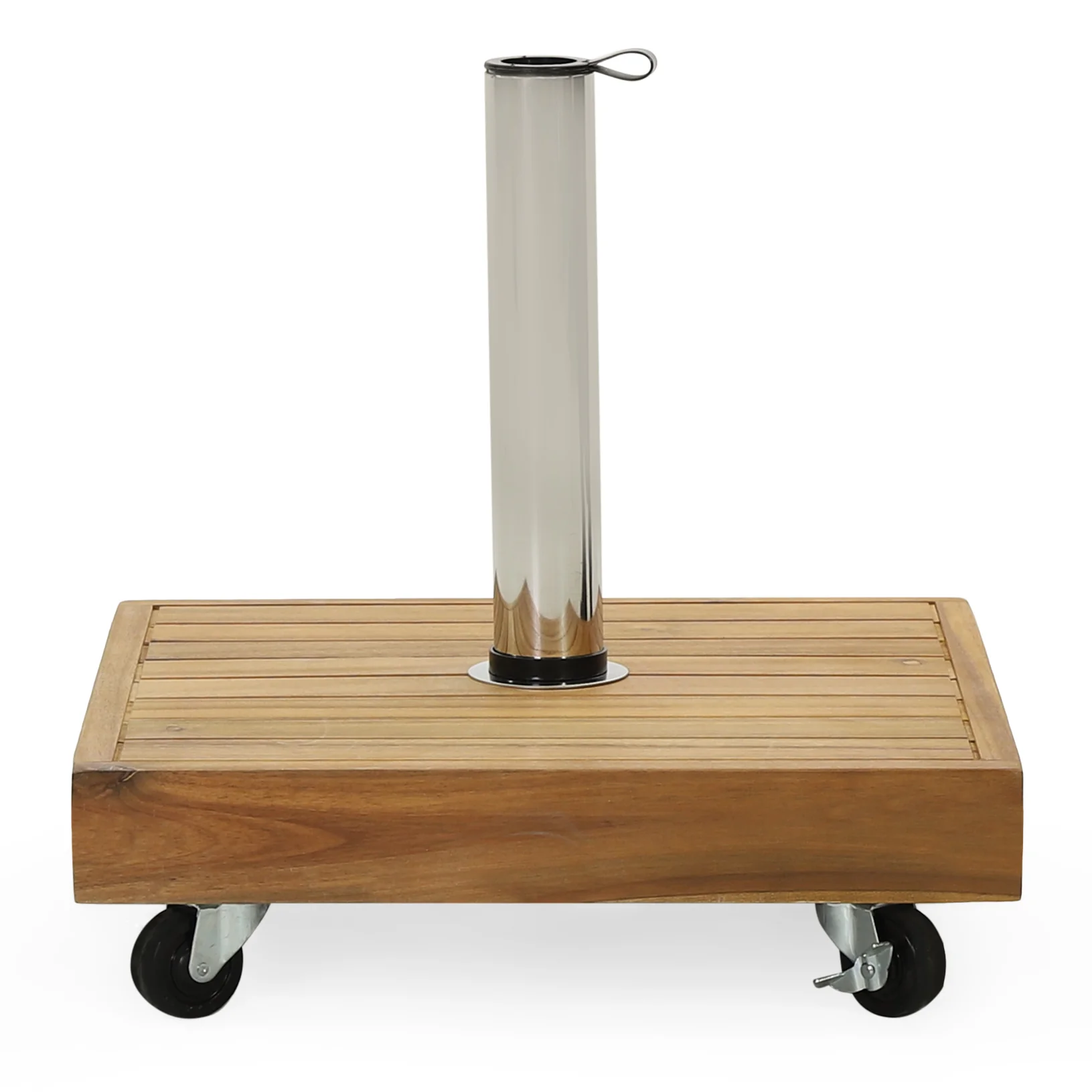 Wood Outdoor Square Umbrella Base with Casters - Image 4