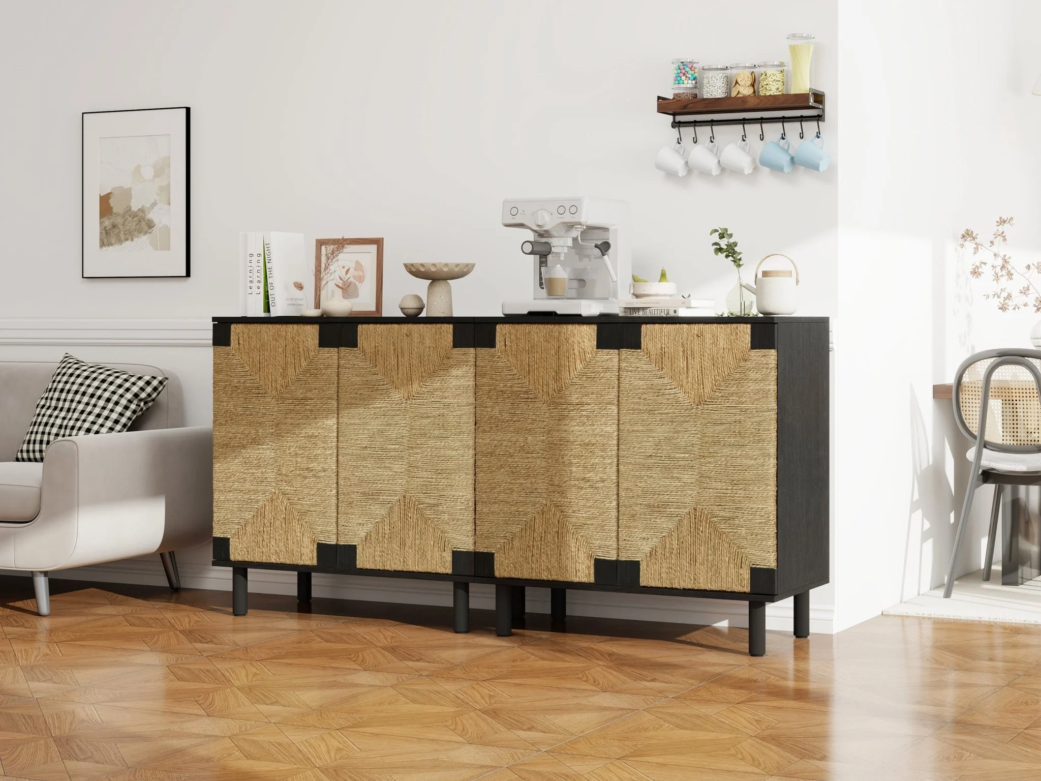 Wood Sideboard with 2 Doors and Adjustable Shelf - Image 6