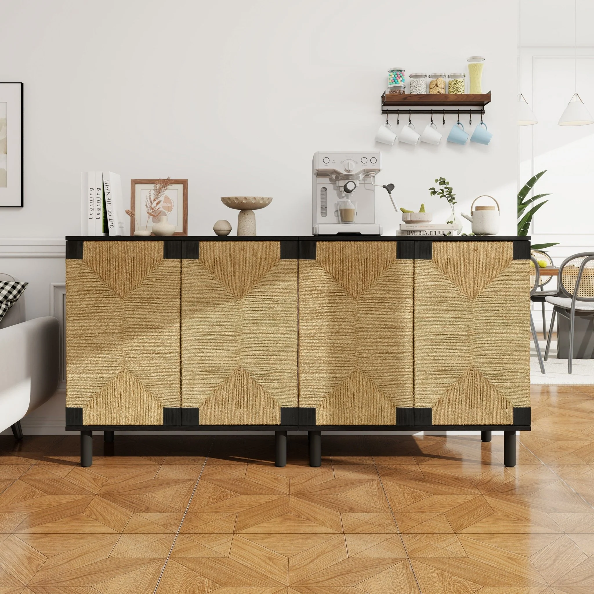 Wood Sideboard with 2 Doors and Adjustable Shelf - Image 8