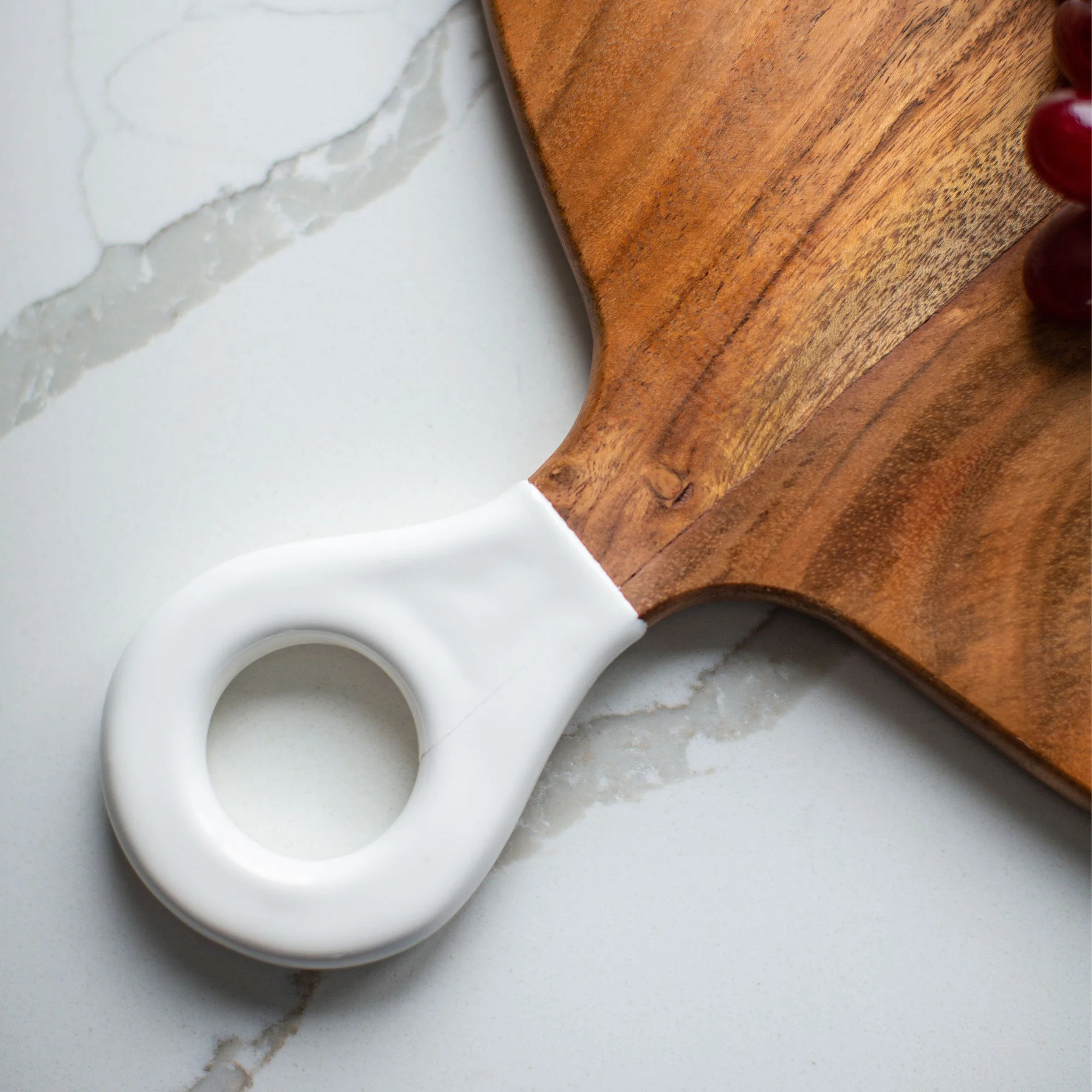 Wood + White Collection Acacia Wood Round Charcuterie Board, Large - Image 3