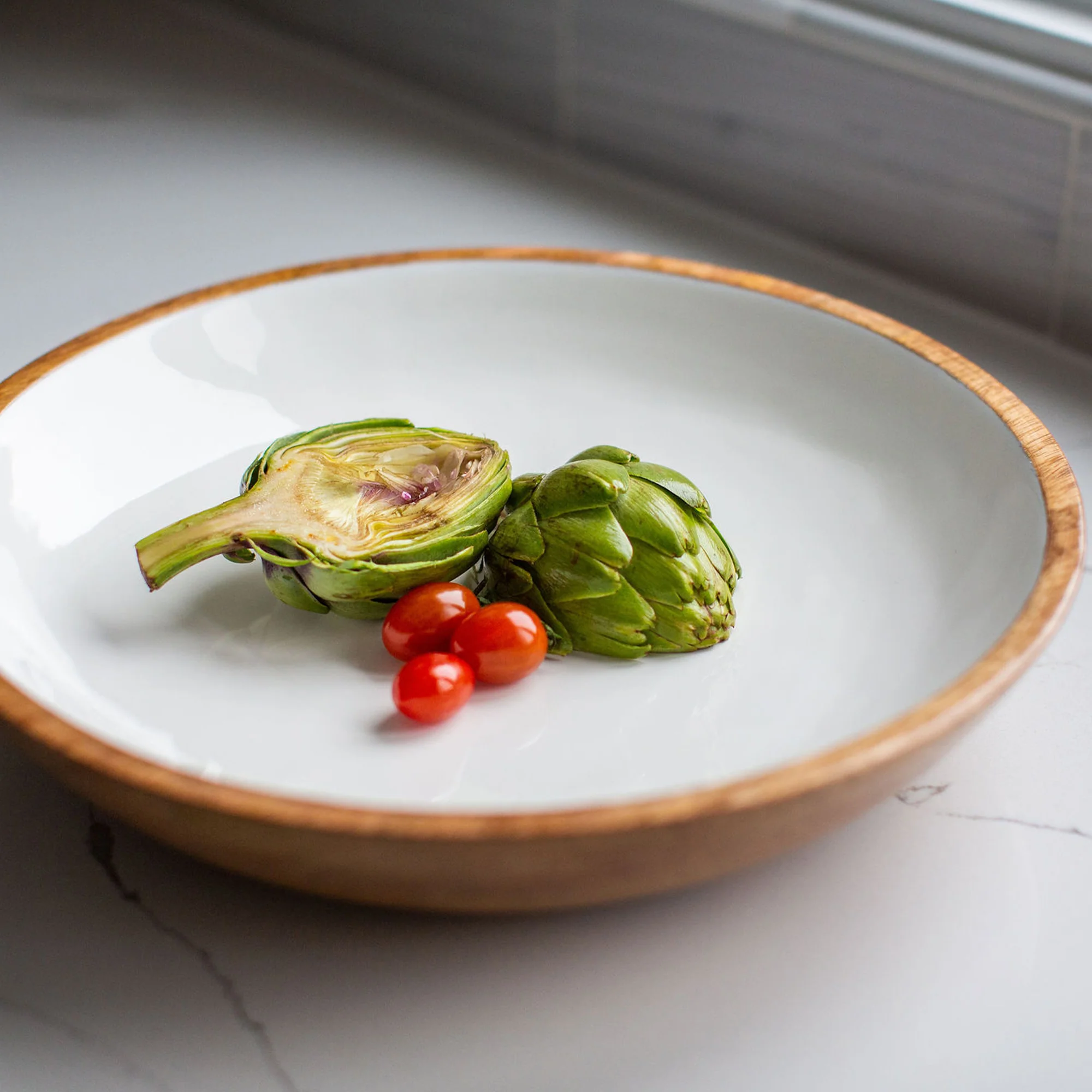Wood + White Collection Mango Wood Serving Bowl, Large - Image 4